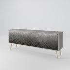 TESSELATED GRAYISH Móvel de TV com 3 Portas em Acabamento Cinzento