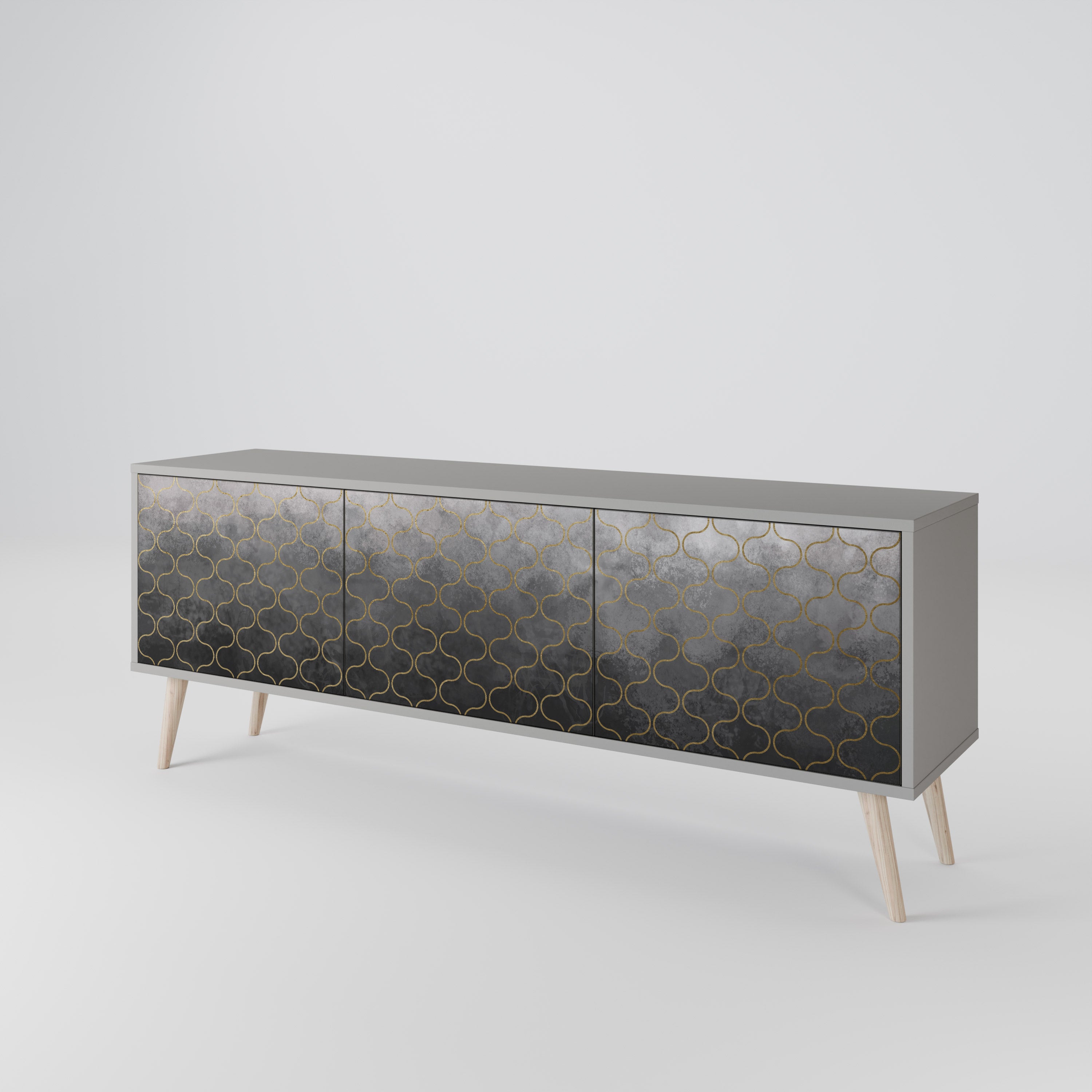 TESSELATED GRAYISH 3-Door TV Cabinet