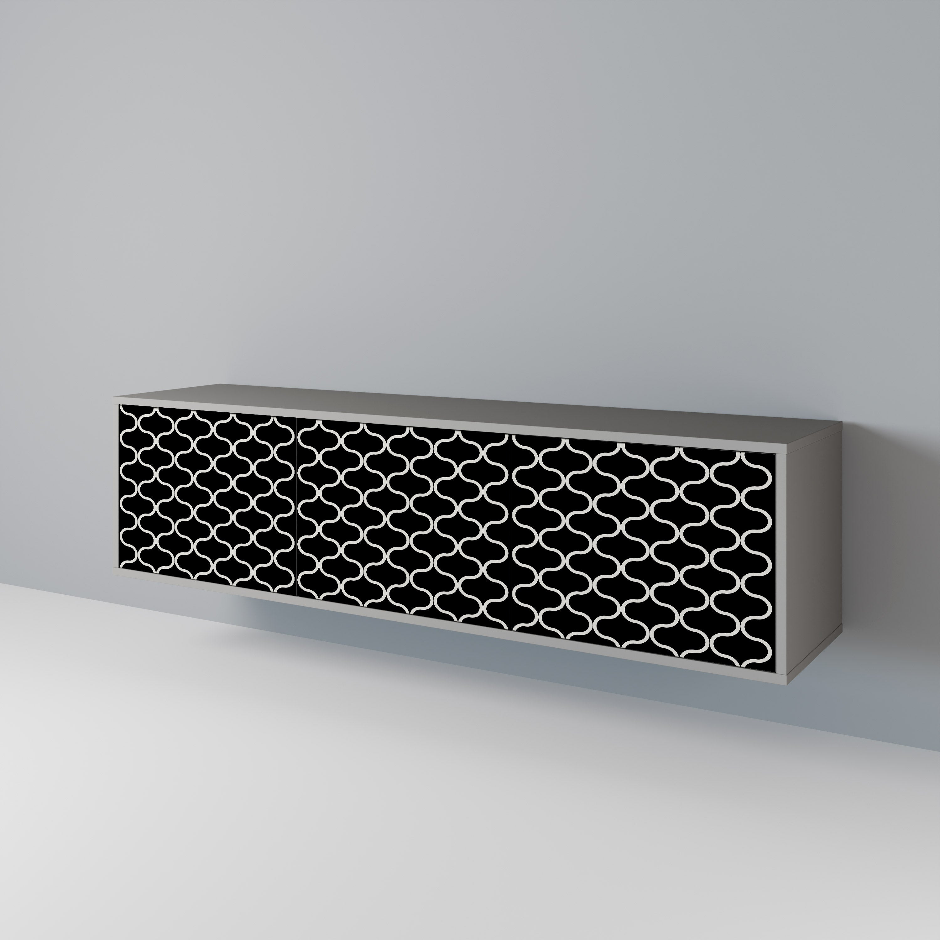 TESSELATED BLACKNESS Móvel de TV com 3 Portas em Acabamento Cinzento