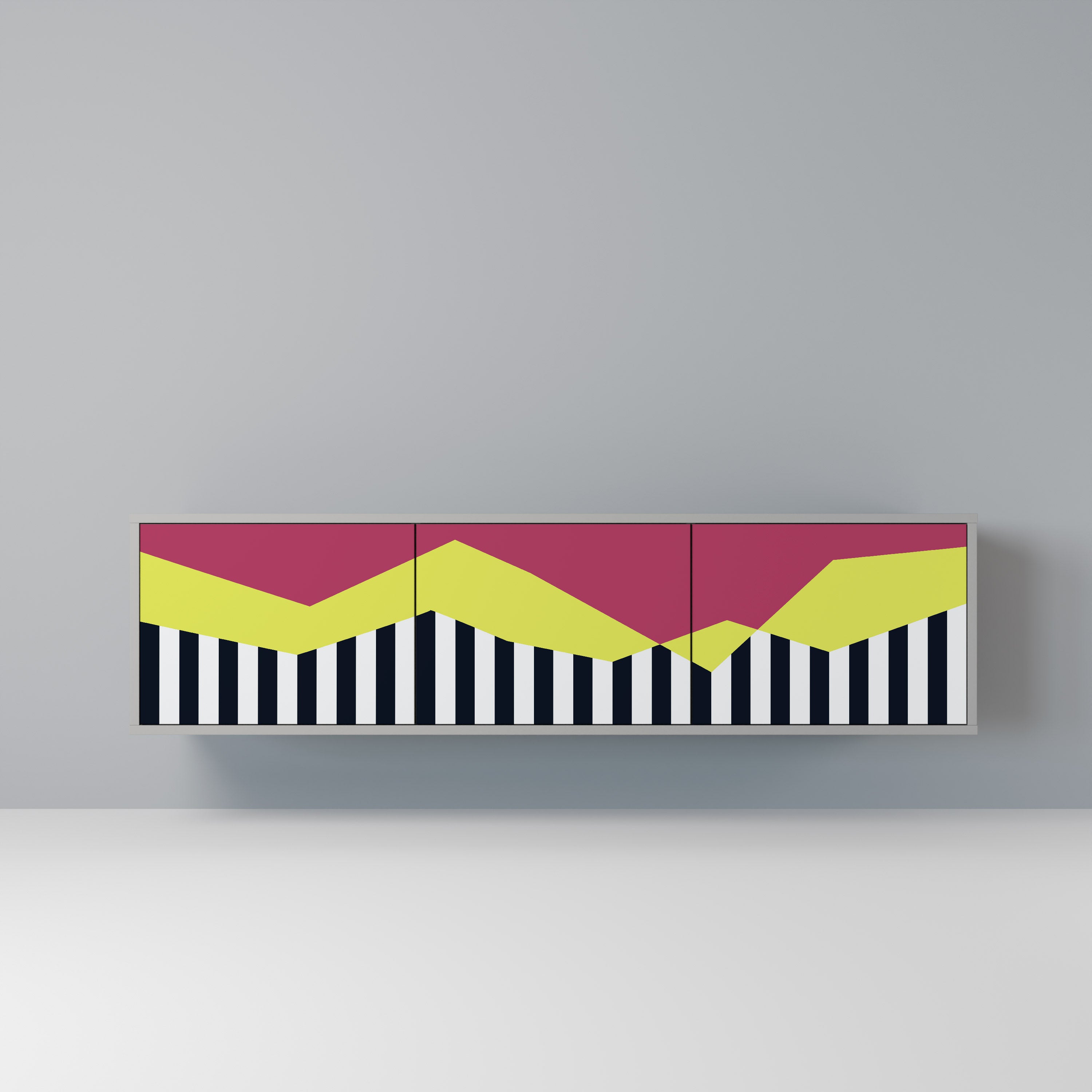 PIANO FANTASY Móvel de TV com 3 Portas em Acabamento Cinzento