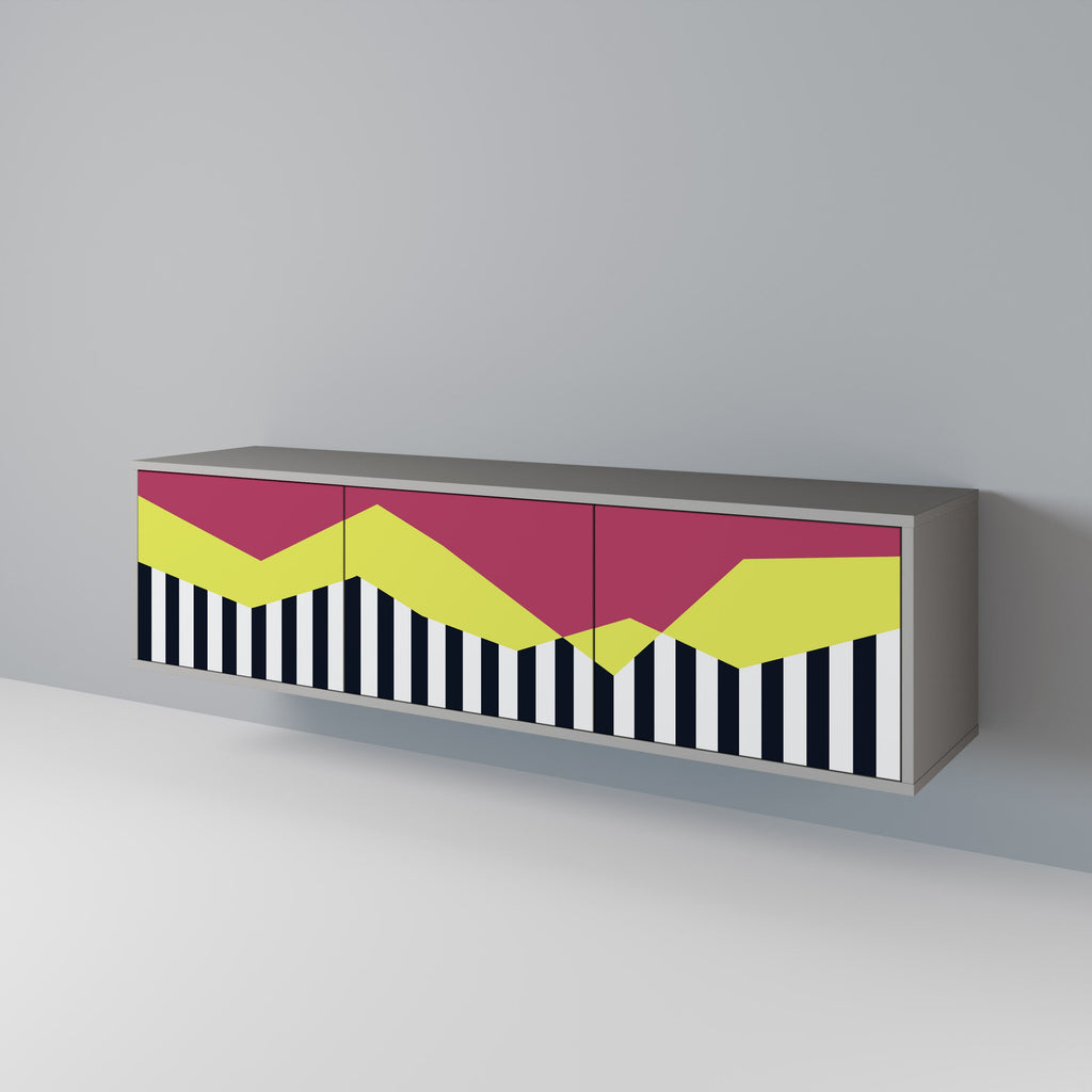 PIANO FANTASY Móvel de TV com 3 Portas em Acabamento Cinzento