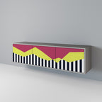 PIANO FANTASY Móvel de TV com 3 Portas em Acabamento Cinzento