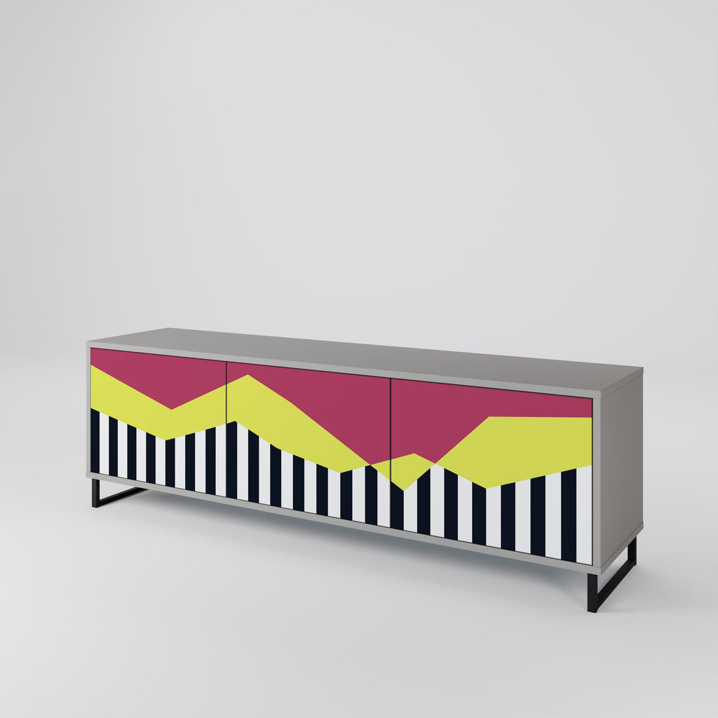 PIANO FANTASY Móvel de TV com 3 Portas em Acabamento Cinzento