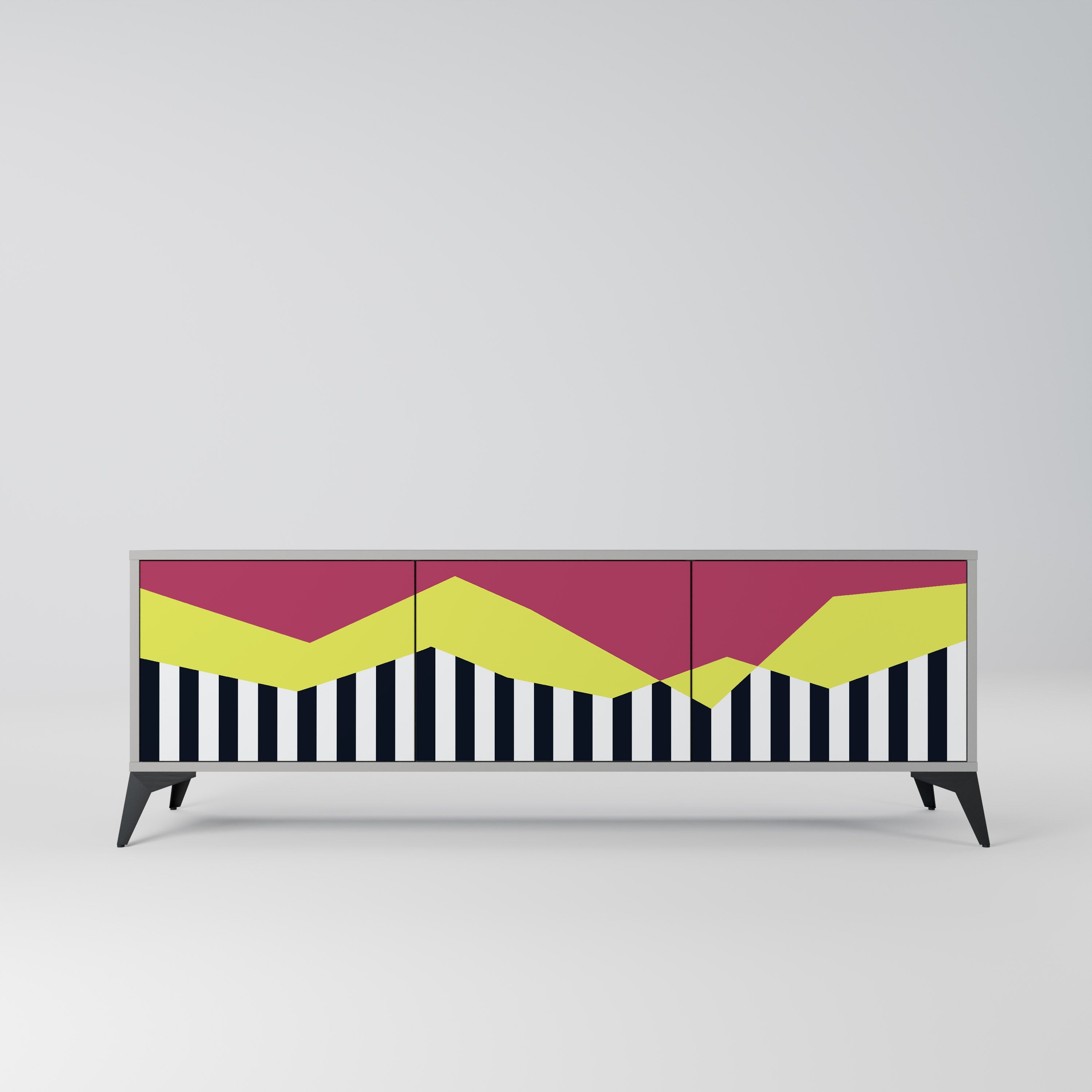 PIANO FANTASY Móvel de TV com 3 Portas em Acabamento Cinzento