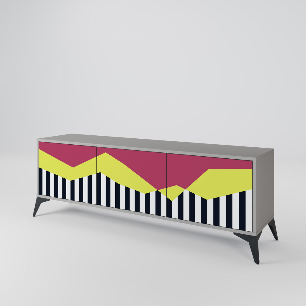 PIANO FANTASY Móvel de TV com 3 Portas em Acabamento Cinzento