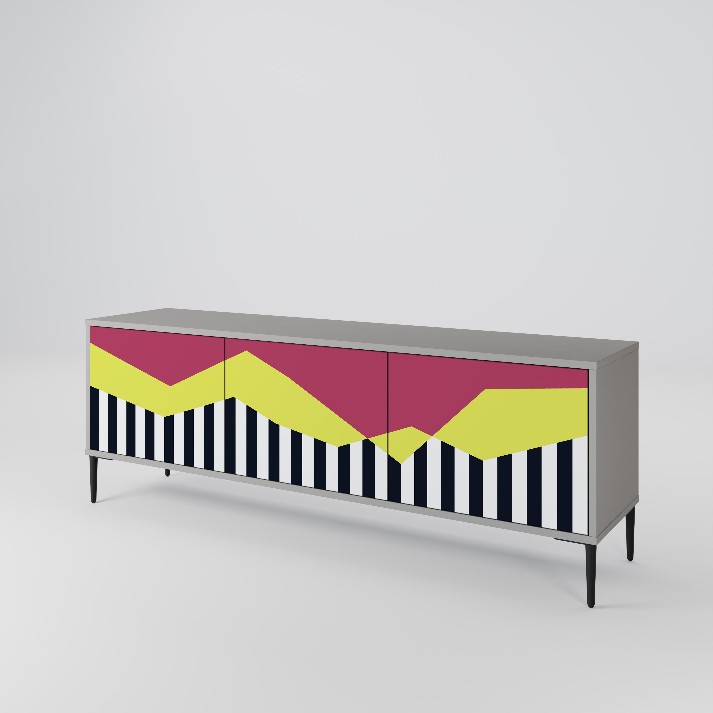 PIANO FANTASY Móvel de TV com 3 Portas em Acabamento Cinzento