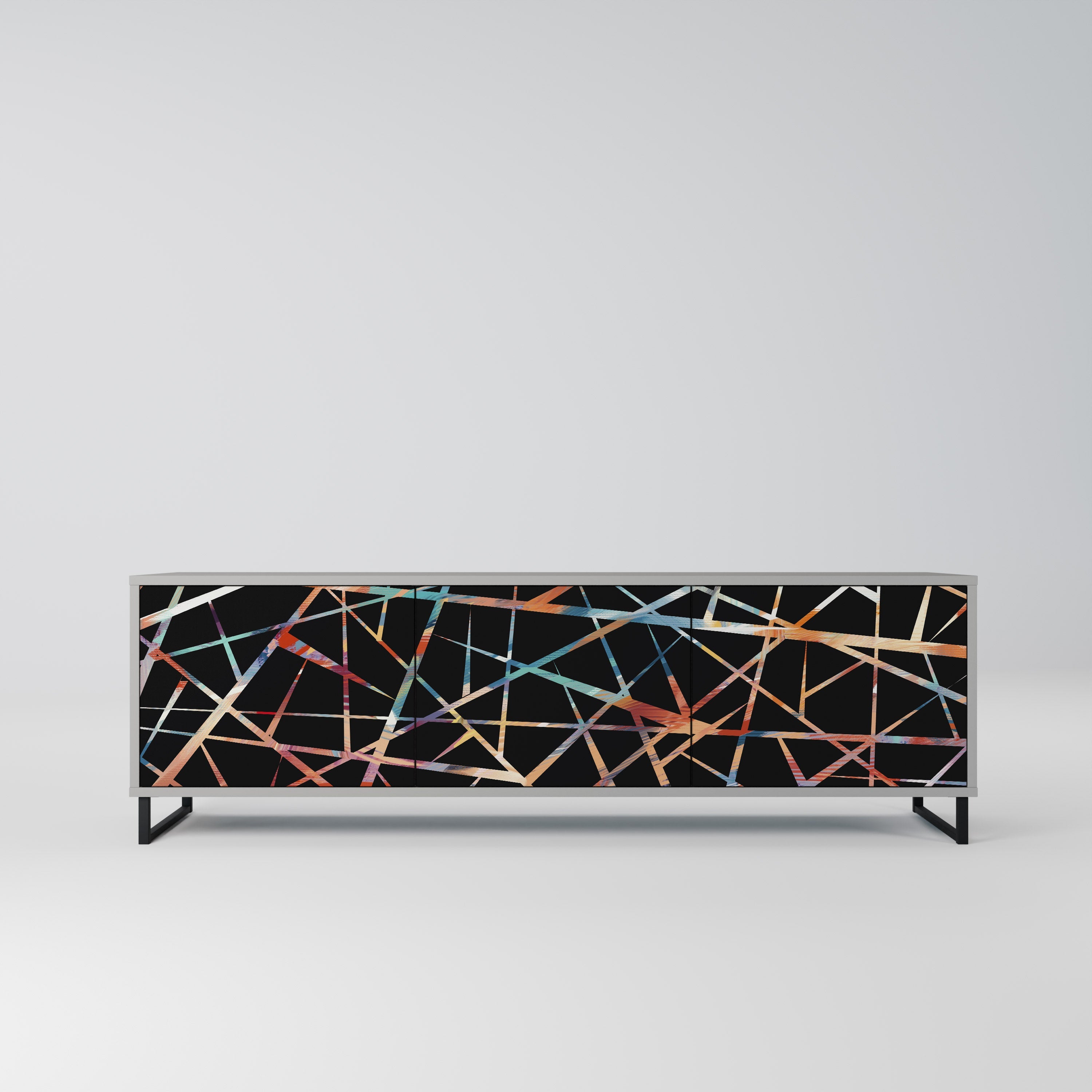 POLYGON VERVE Móvel de TV com 3 Portas em Acabamento Cinzento