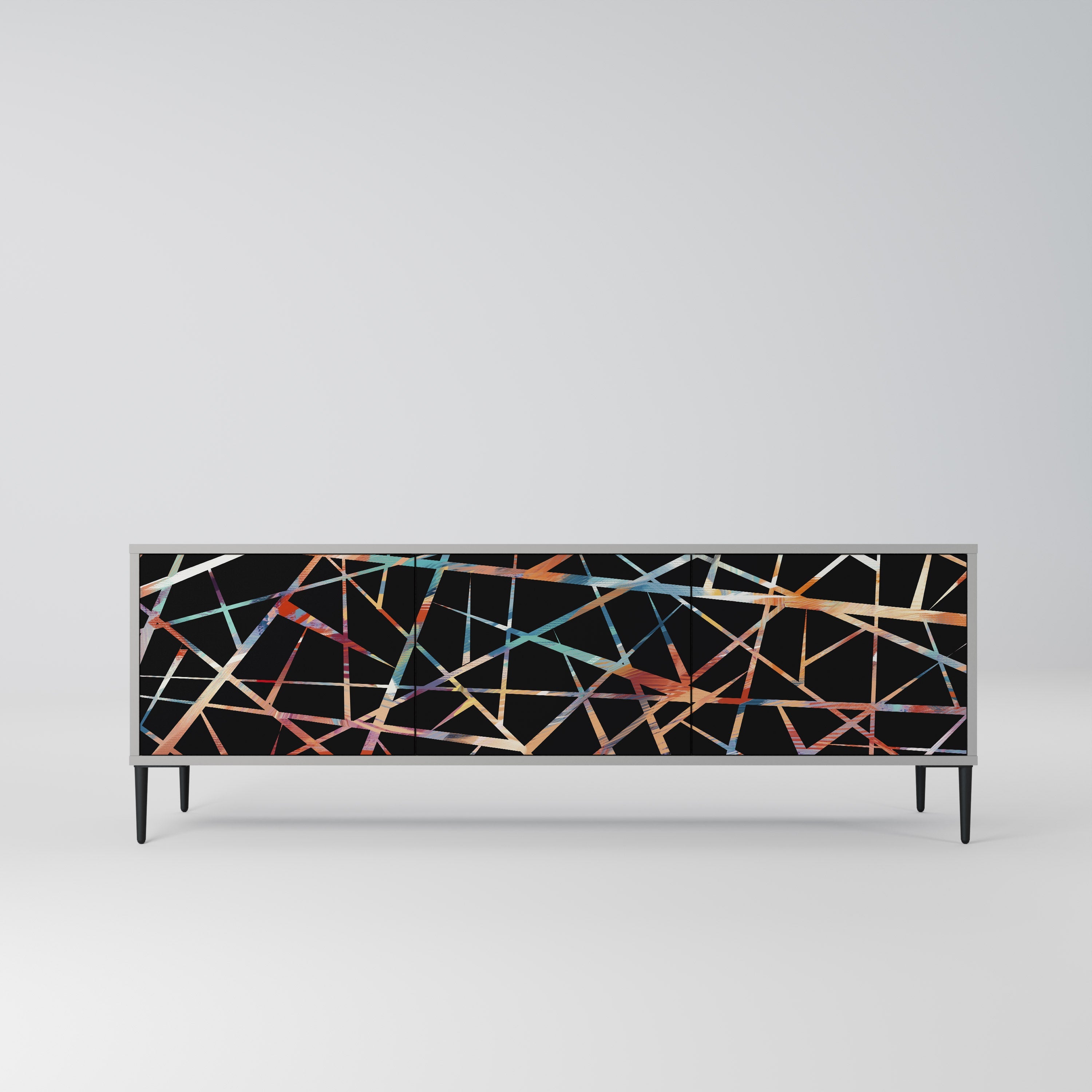 POLYGON VERVE Móvel de TV com 3 Portas em Acabamento Cinzento