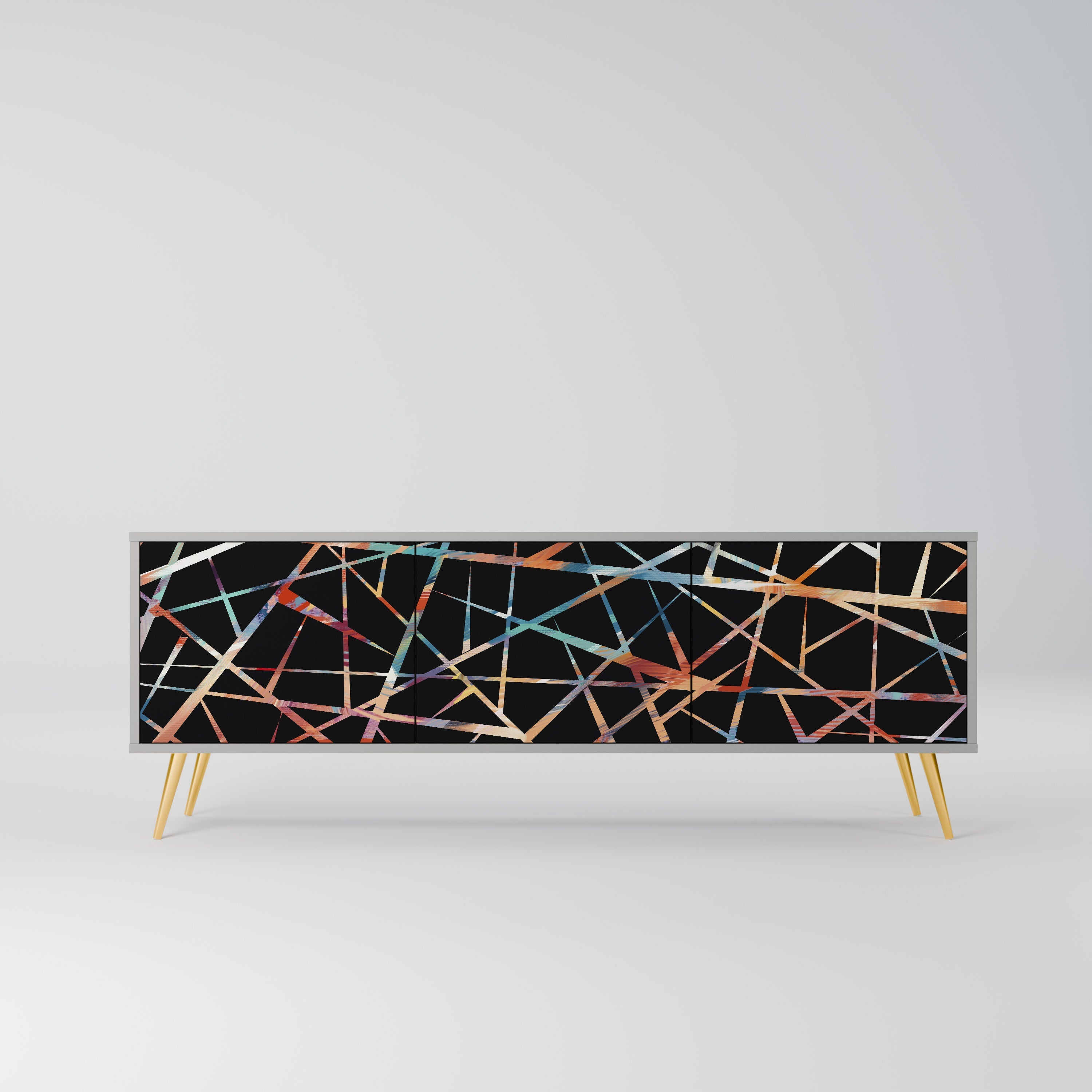 POLYGON VERVE Móvel de TV com 3 Portas em Acabamento Cinzento