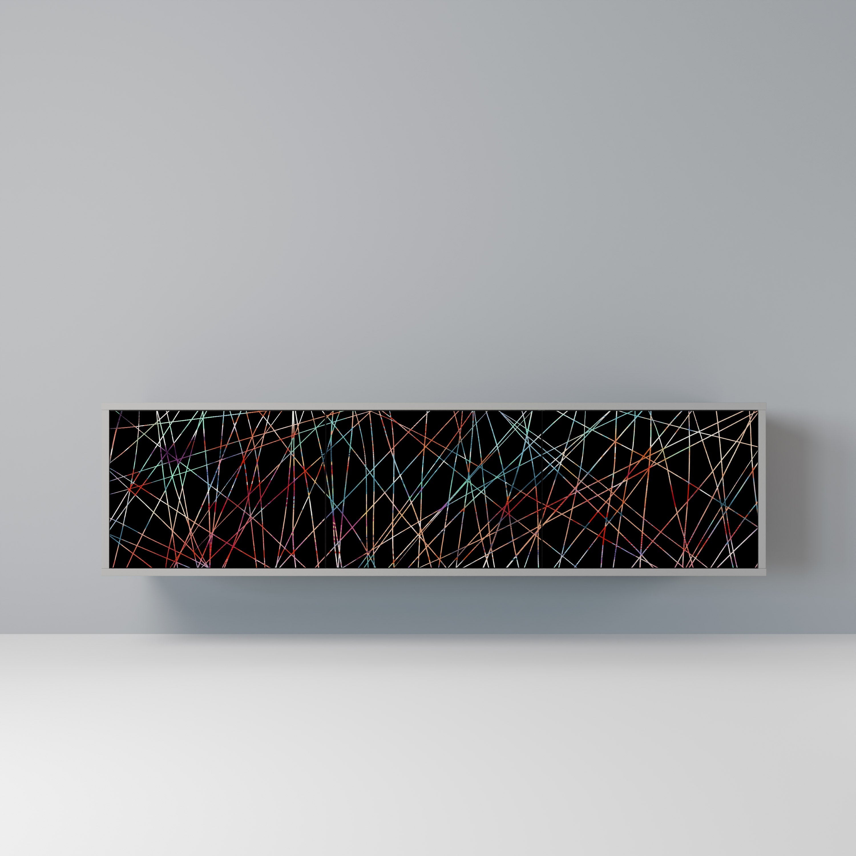 LUMINOUS SNARE Móvel de TV com 3 Portas em Acabamento Cinzento