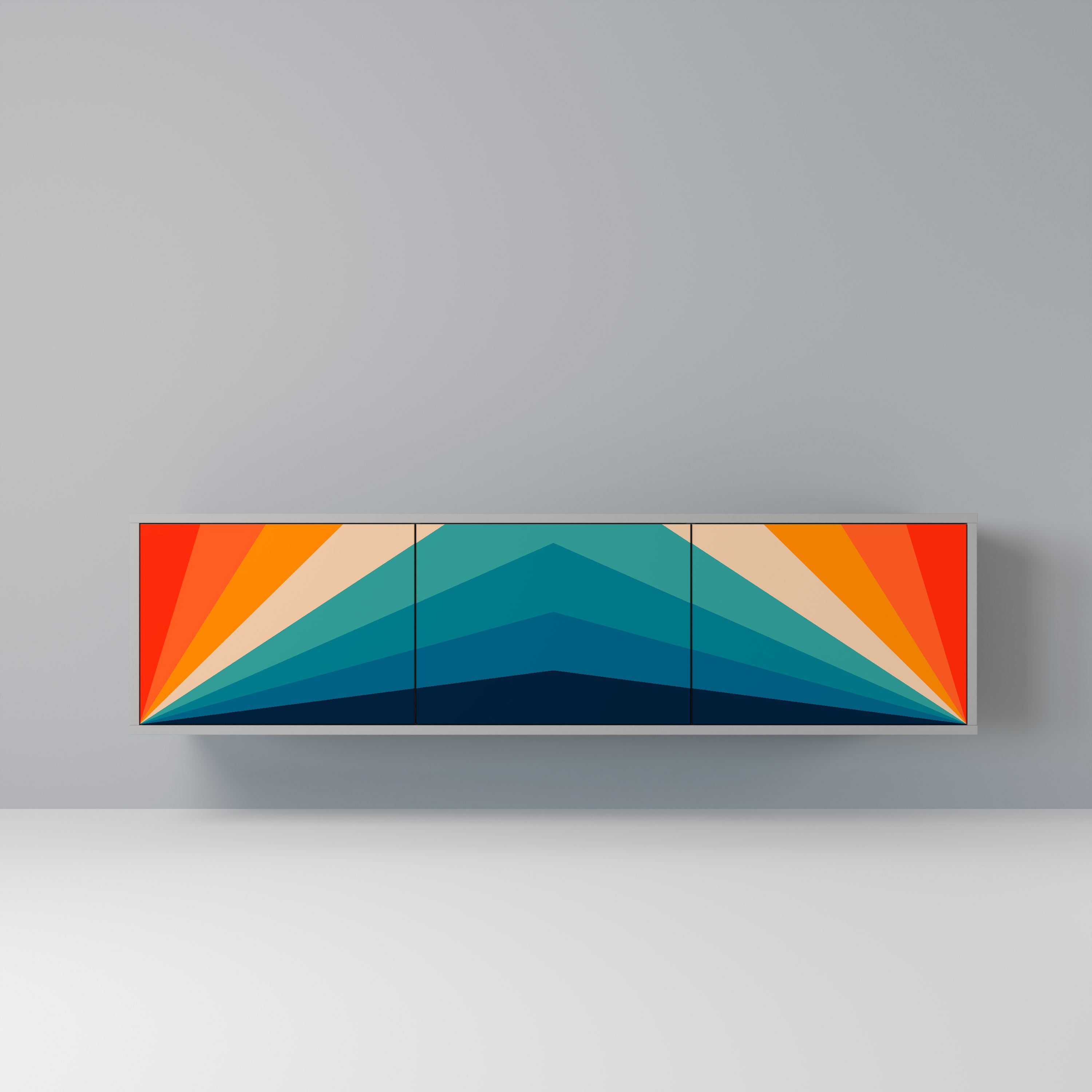 PRISM CONCUSSION Móvel de TV com 3 Portas em Acabamento Cinzento