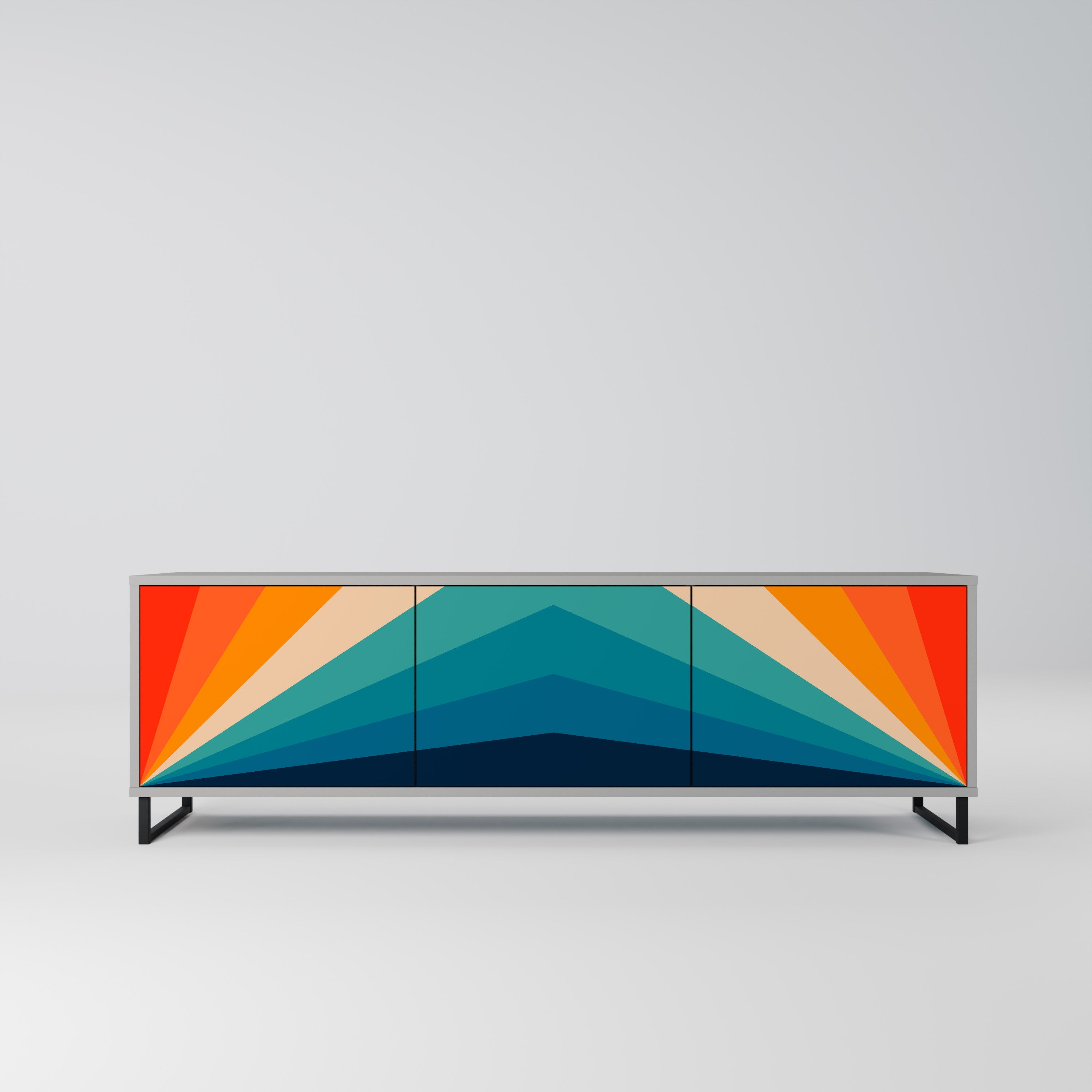 PRISM CONCUSSION Móvel de TV com 3 Portas em Acabamento Cinzento