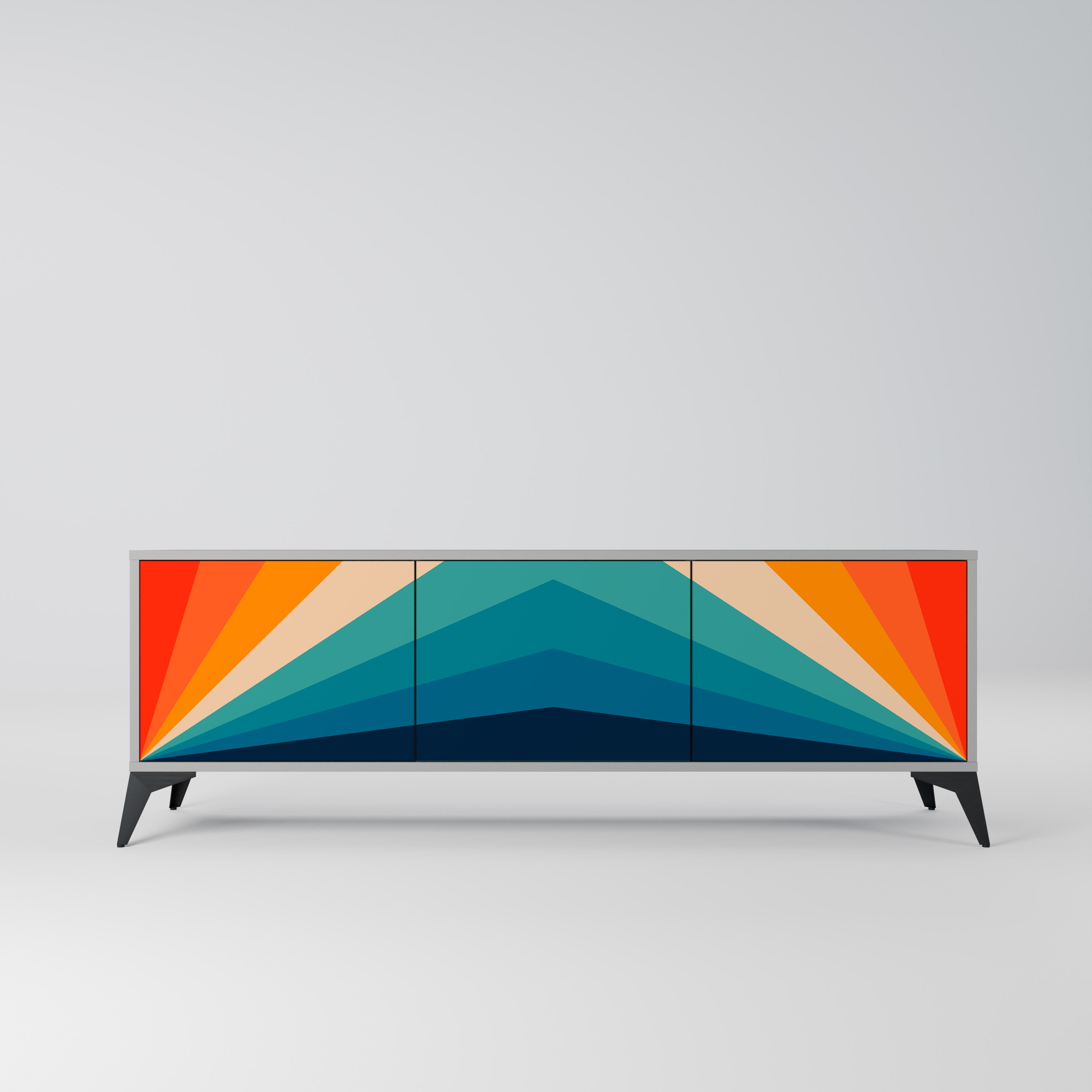 PRISM CONCUSSION Móvel de TV com 3 Portas em Acabamento Cinzento