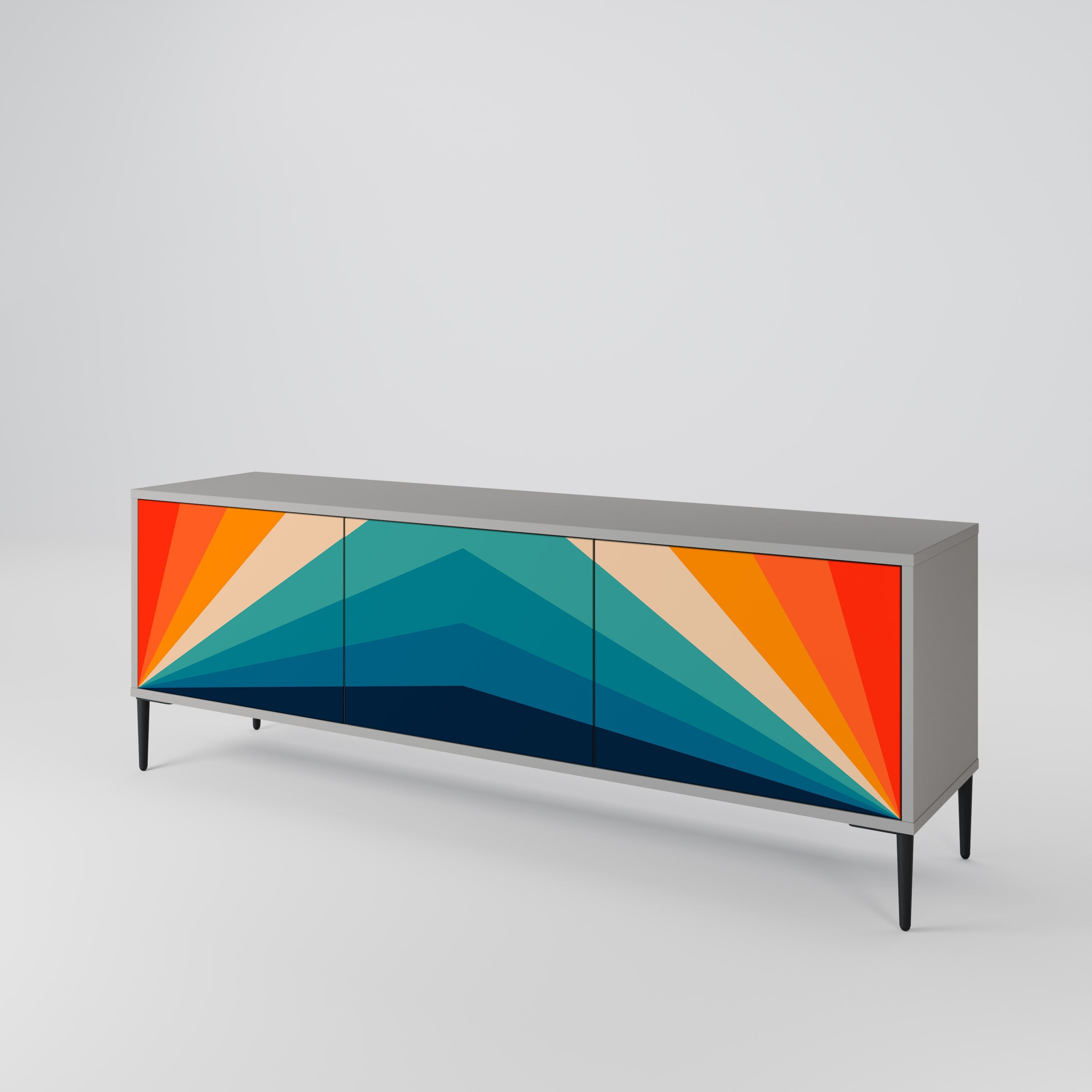 PRISM CONCUSSION Móvel de TV com 3 Portas em Acabamento Cinzento