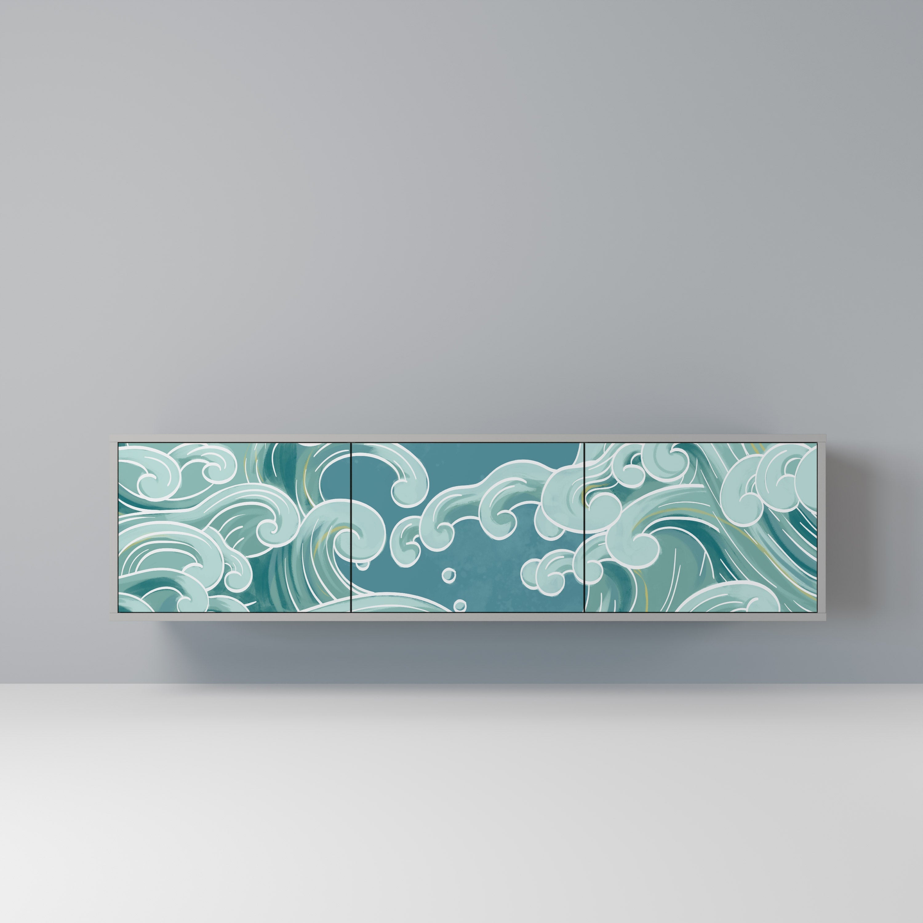 ASIAN SWAY Móvel de TV com 3 Portas em Acabamento Cinzento