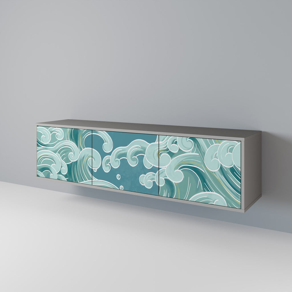 ASIAN SWAY Móvel de TV com 3 Portas em Acabamento Cinzento