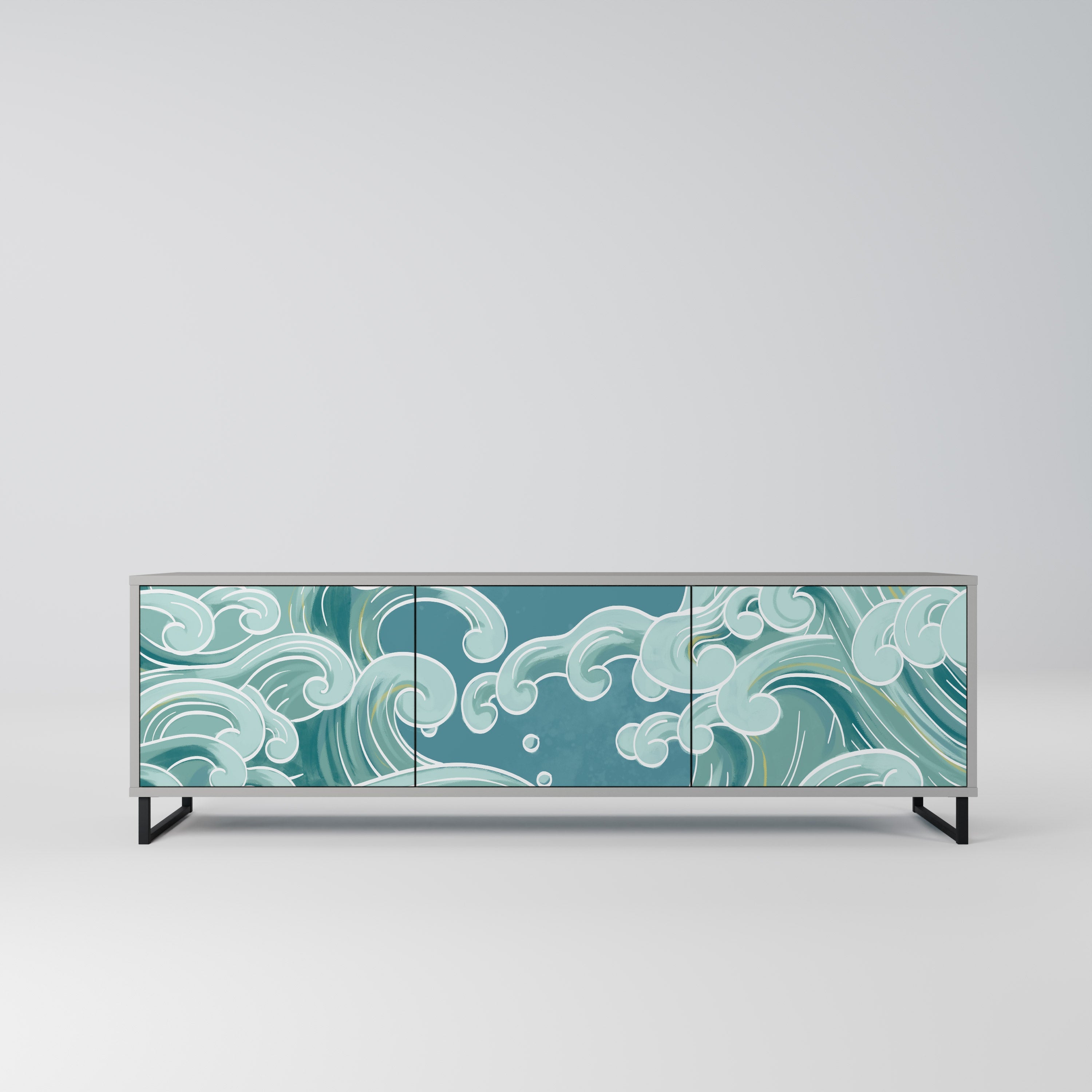 ASIAN SWAY Móvel de TV com 3 Portas em Acabamento Cinzento