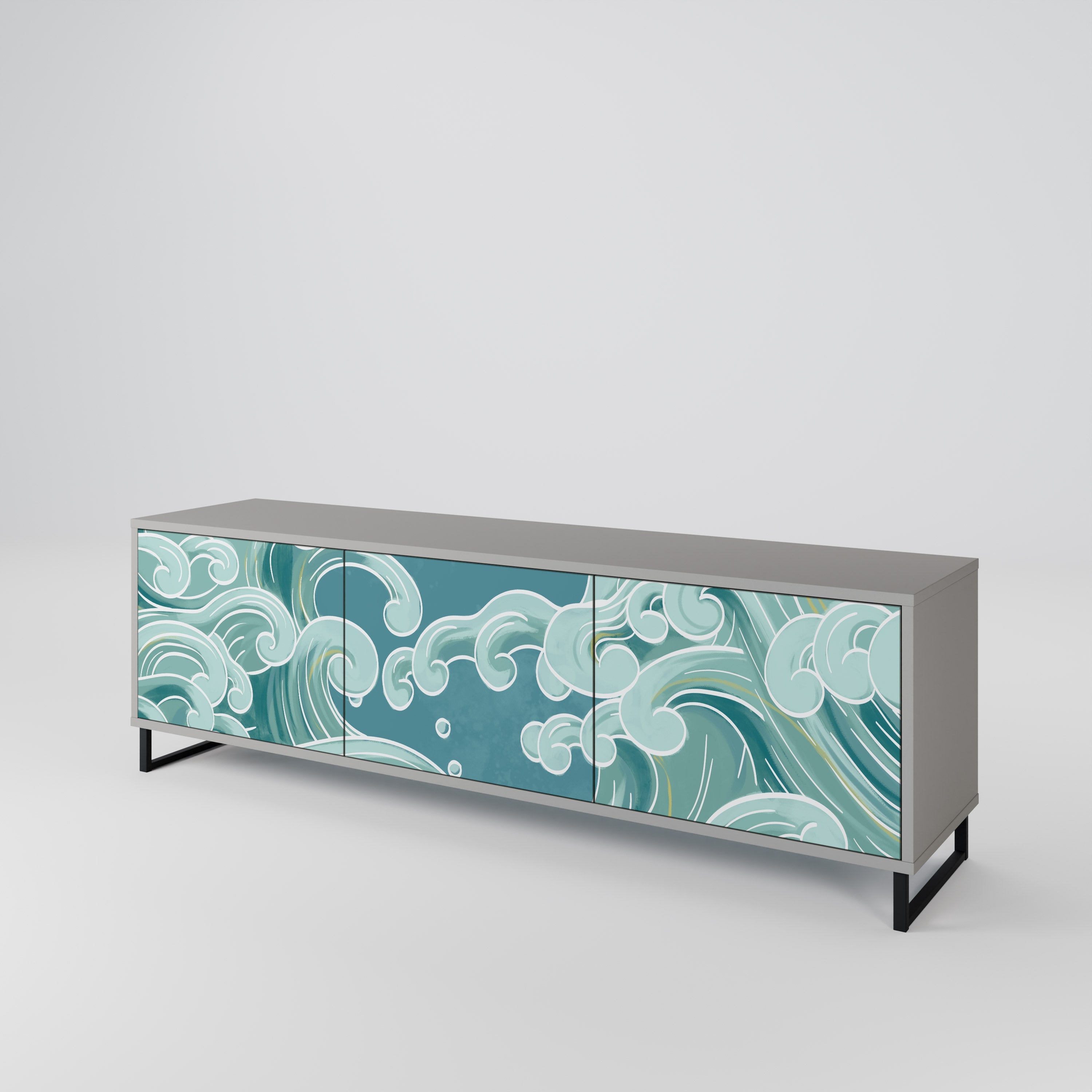 ASIAN SWAY Móvel de TV com 3 Portas em Acabamento Cinzento