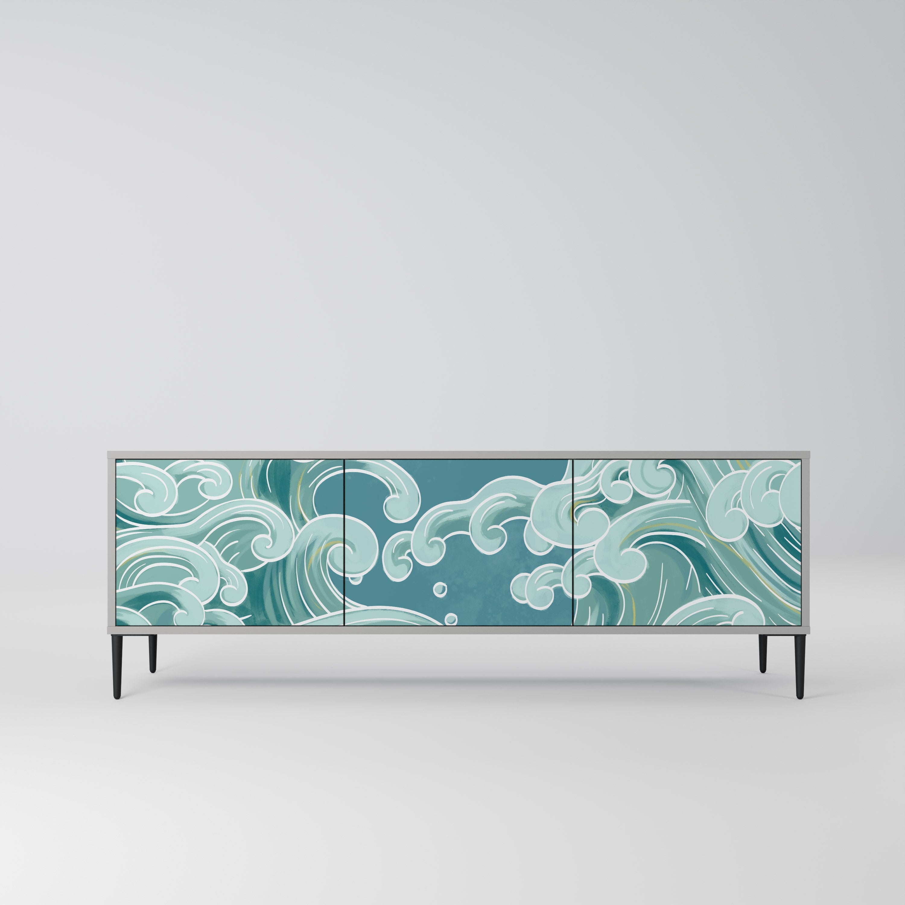 ASIAN SWAY Móvel de TV com 3 Portas em Acabamento Cinzento