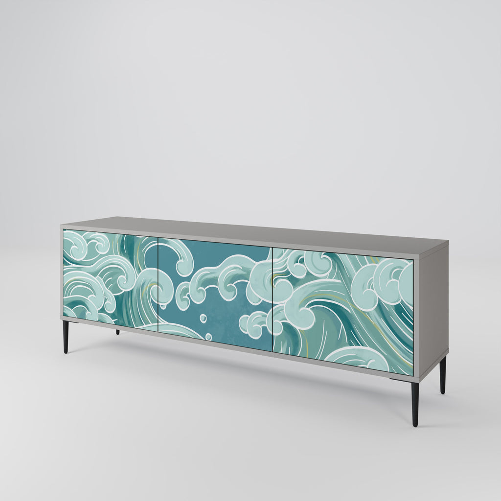 ASIAN SWAY Móvel de TV com 3 Portas em Acabamento Cinzento