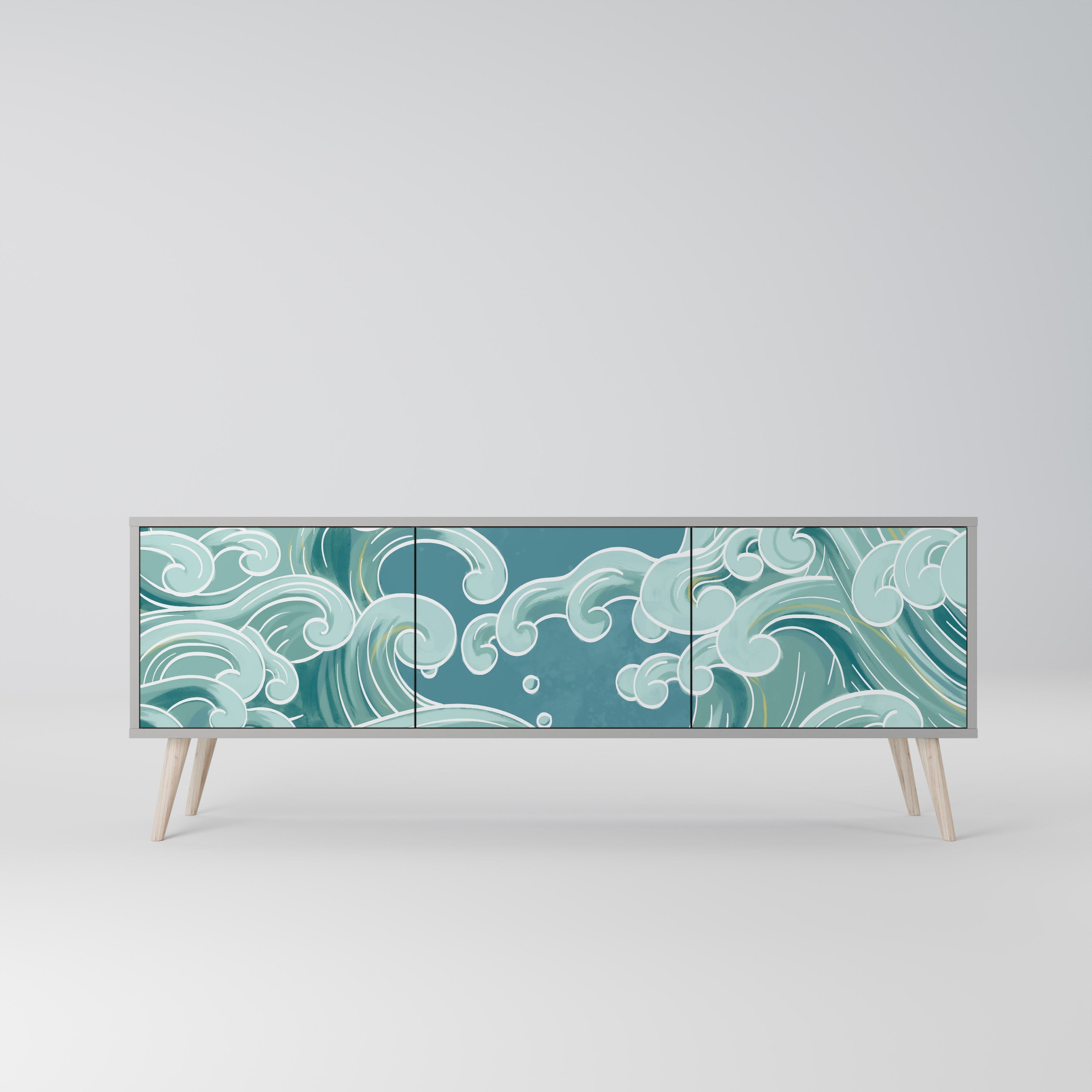 ASIAN SWAY Móvel de TV com 3 Portas em Acabamento Cinzento