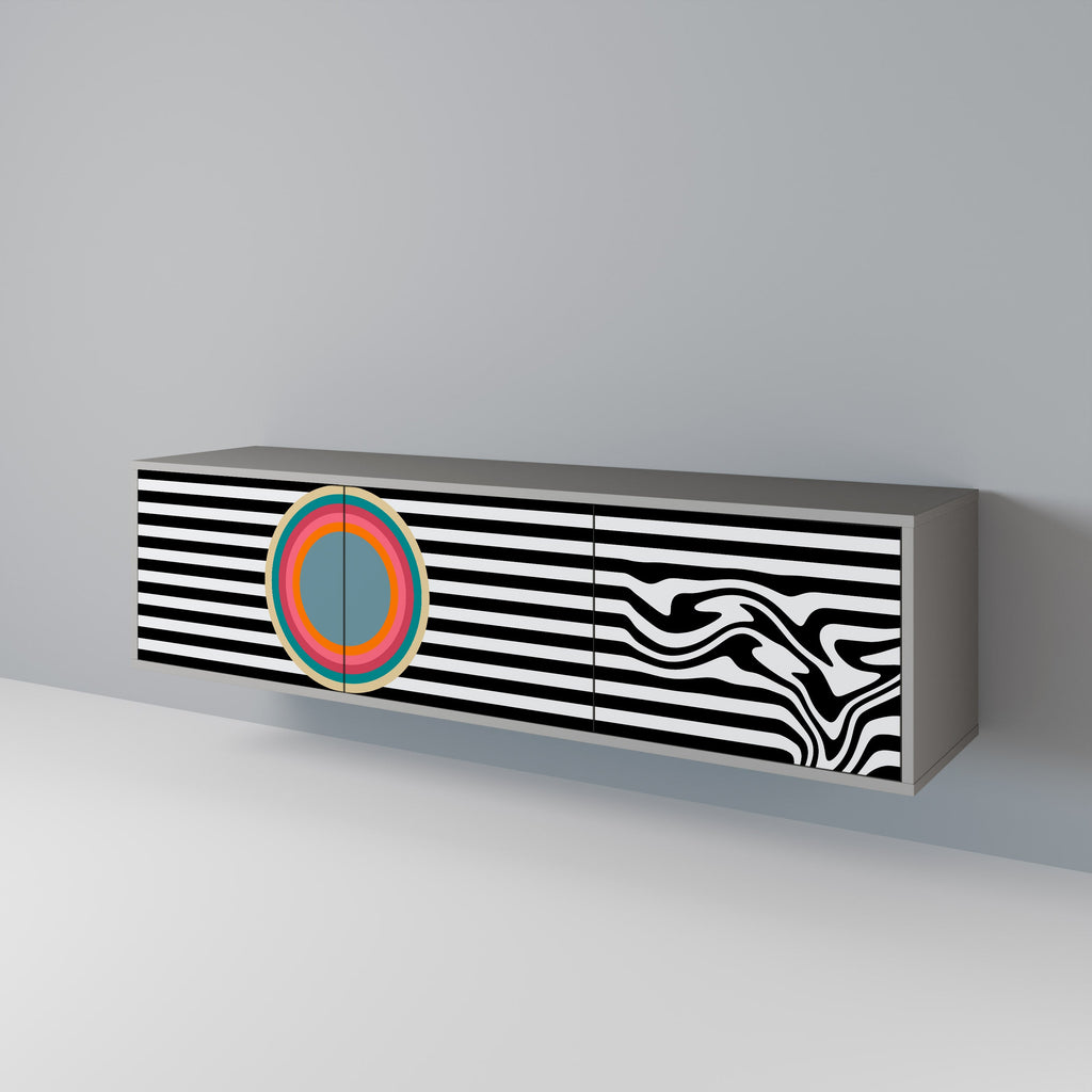 SPECTRA SHOWCASE Móvel de TV com 3 Portas em Acabamento Cinzento