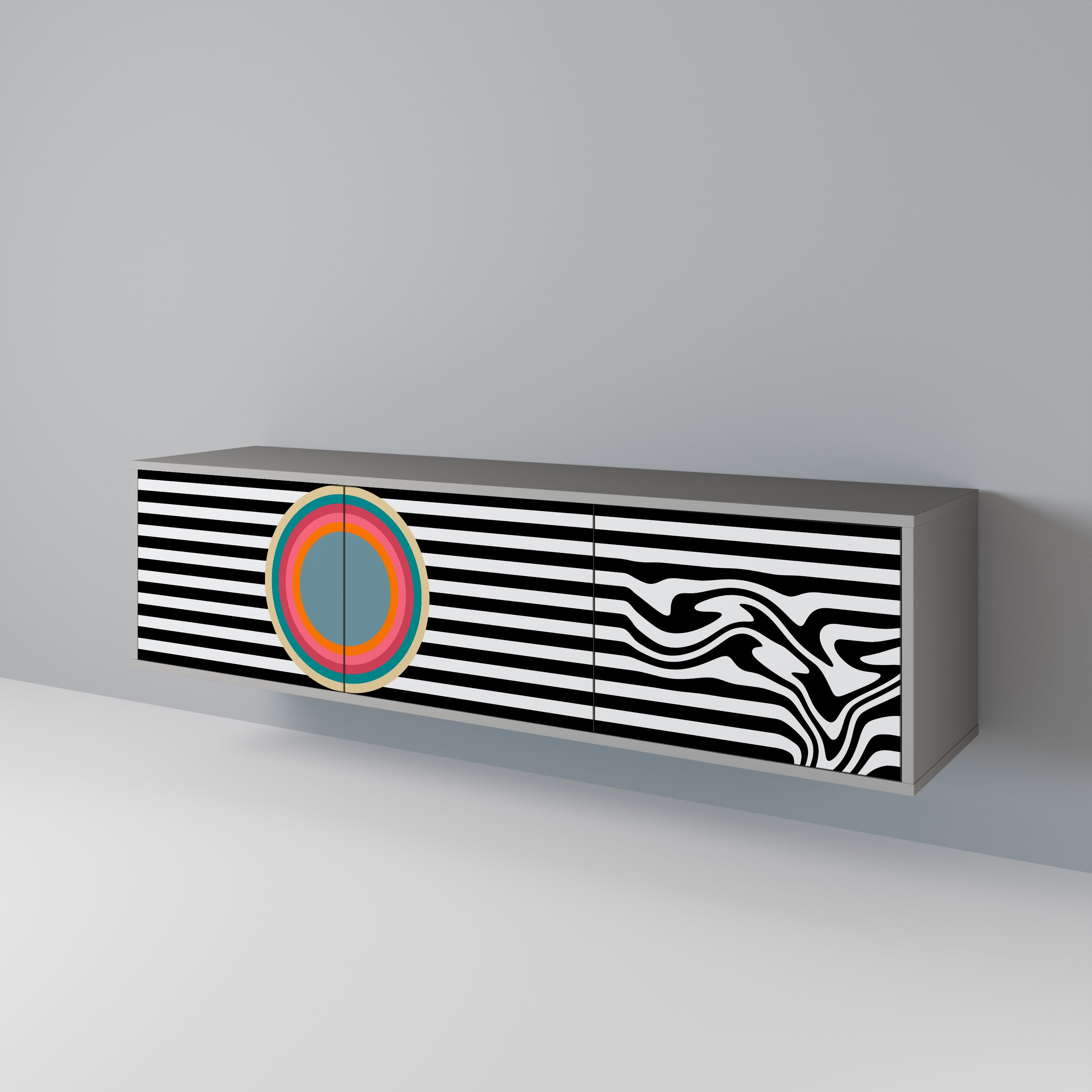 SPECTRA SHOWCASE Móvel de TV com 3 Portas em Acabamento Cinzento