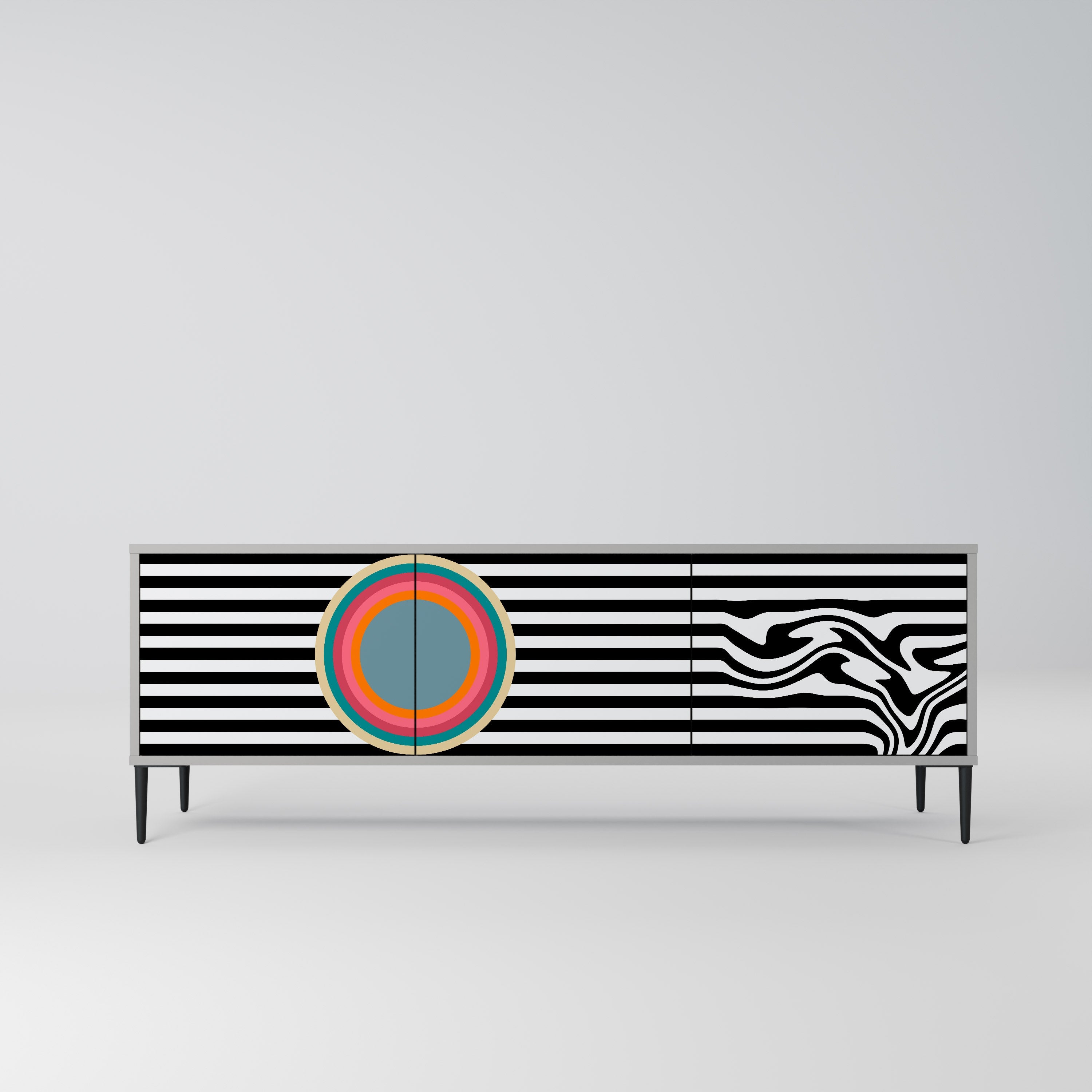 SPECTRA SHOWCASE Móvel de TV com 3 Portas em Acabamento Cinzento