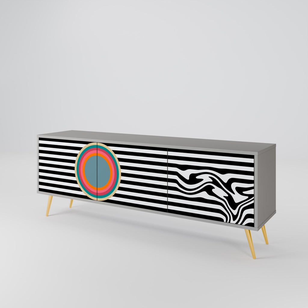 SPECTRA SHOWCASE Móvel de TV com 3 Portas em Acabamento Cinzento