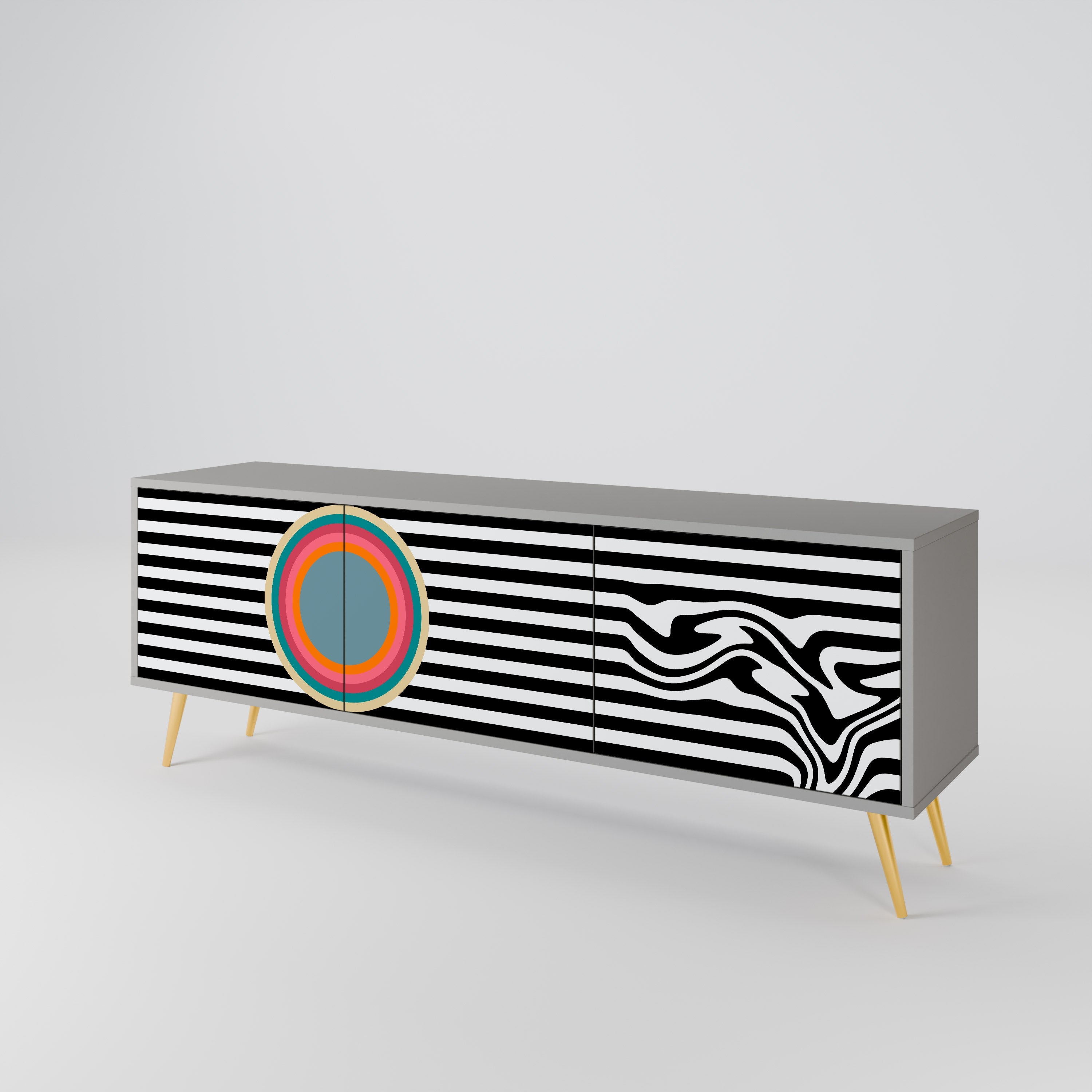 SPECTRA SHOWCASE Móvel de TV com 3 Portas em Acabamento Cinzento