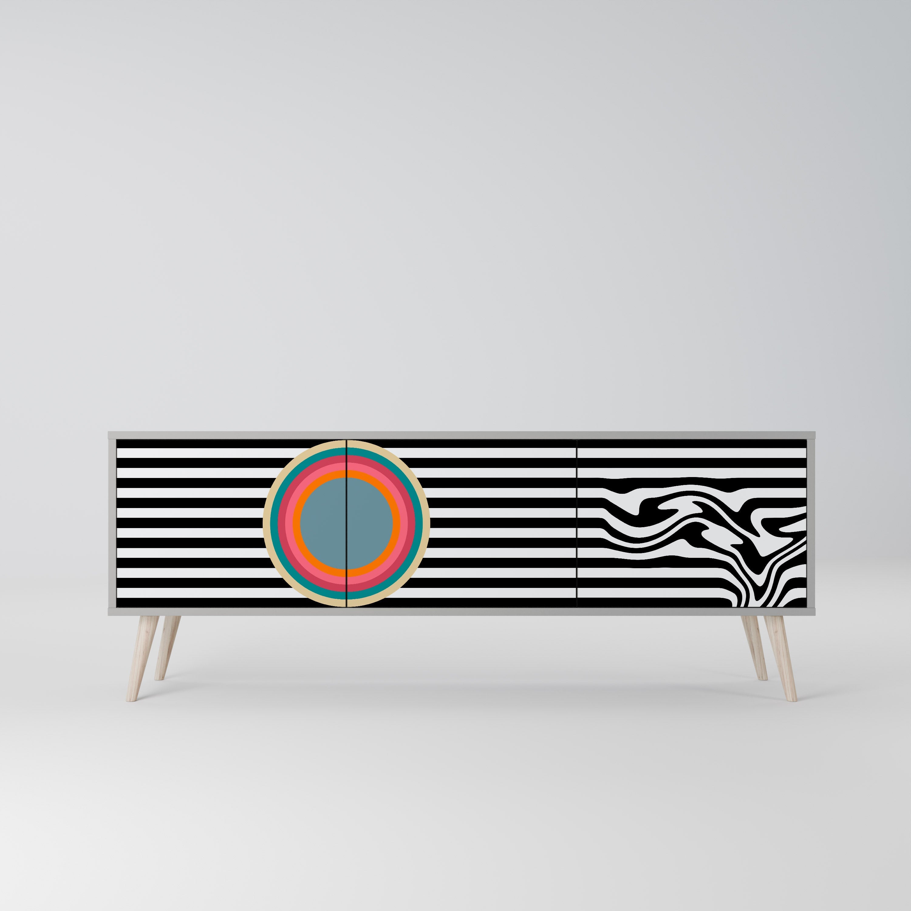 SPECTRA SHOWCASE Móvel de TV com 3 Portas em Acabamento Cinzento