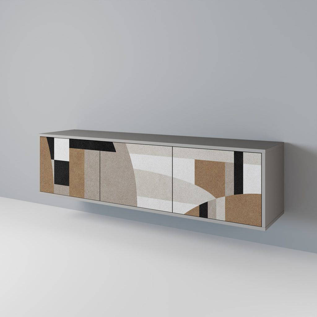 DELICATE MEMENTO 3-Door TV Stand in Grey Finish