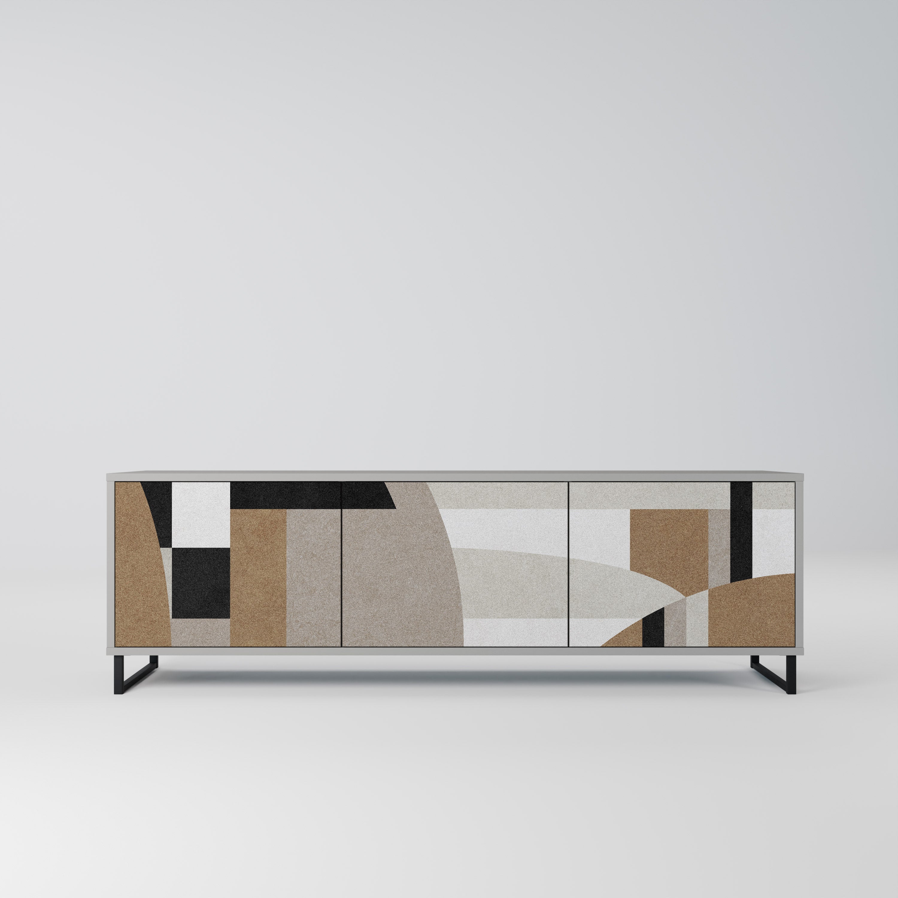 DELICATE MEMENTO Móvel de TV com 3 Portas em Acabamento Cinzento