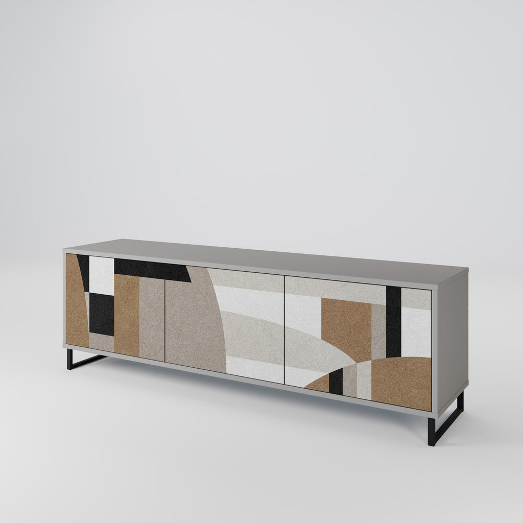 DELICATE MEMENTO 3-Door TV Stand in Grey Finish