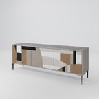 DELICATE MEMENTO 3-Door TV Stand in Grey Finish