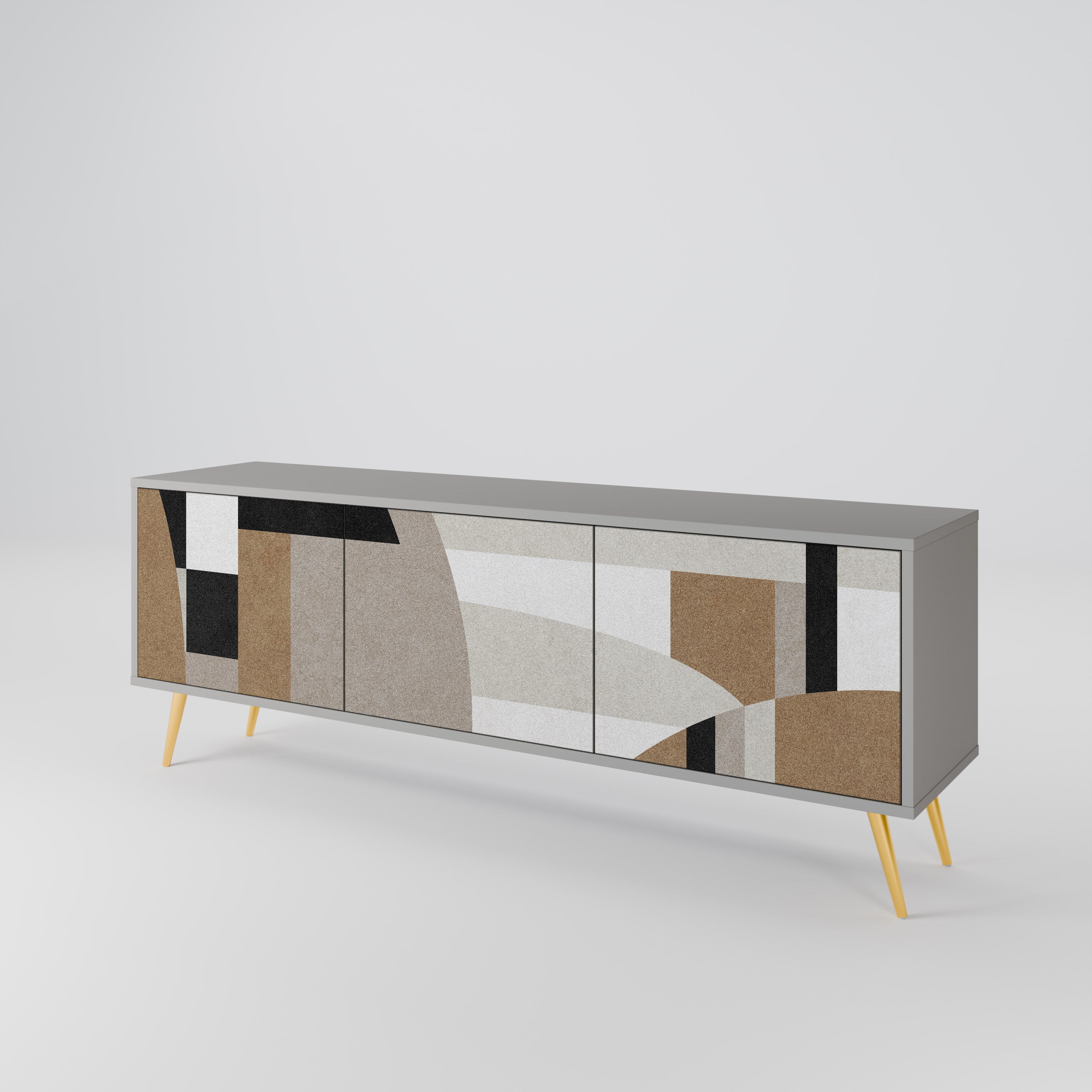 DELICATE MEMENTO Móvel de TV com 3 Portas em Acabamento Cinzento