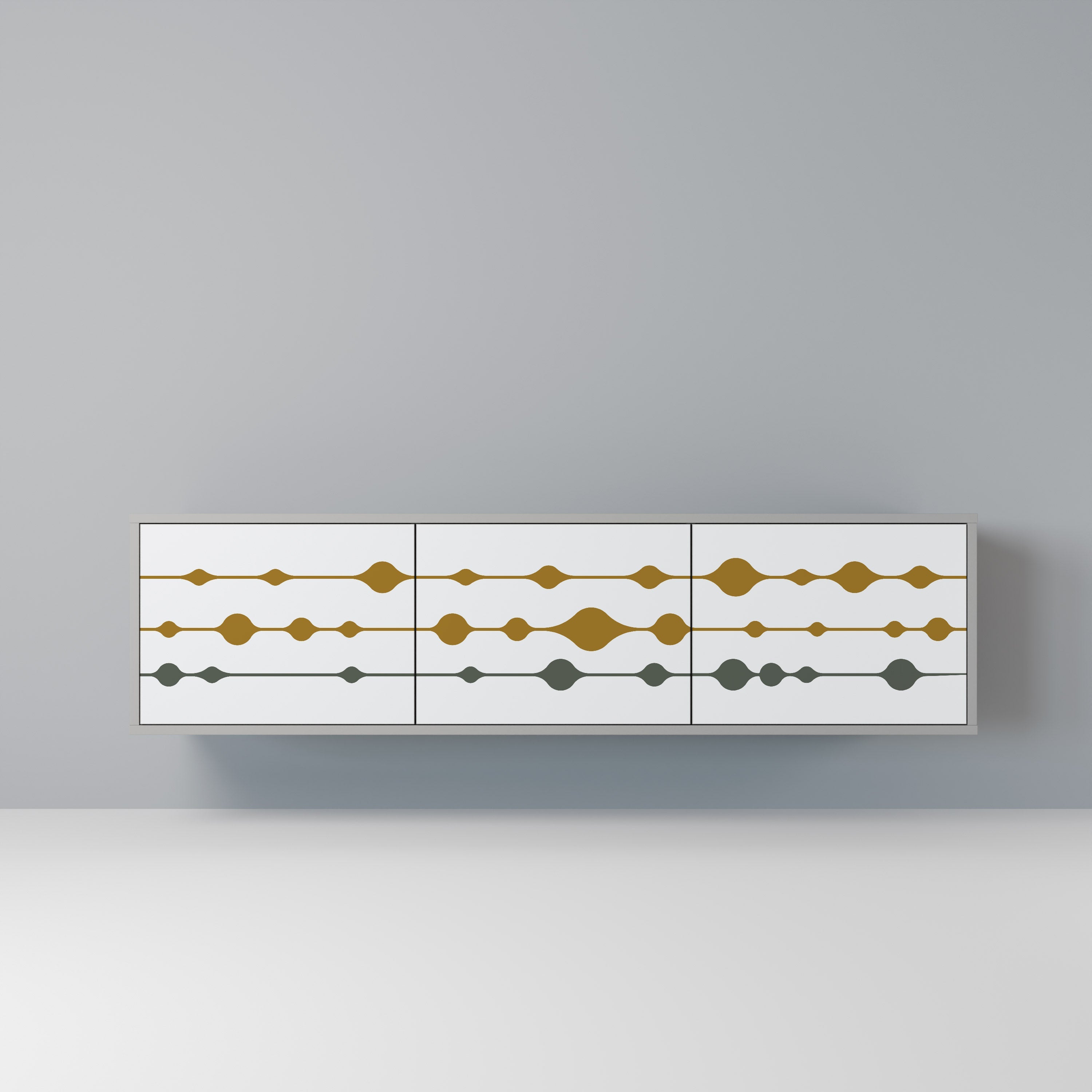 VIVID TONE Móvel de TV com 3 Portas em Acabamento Cinzento