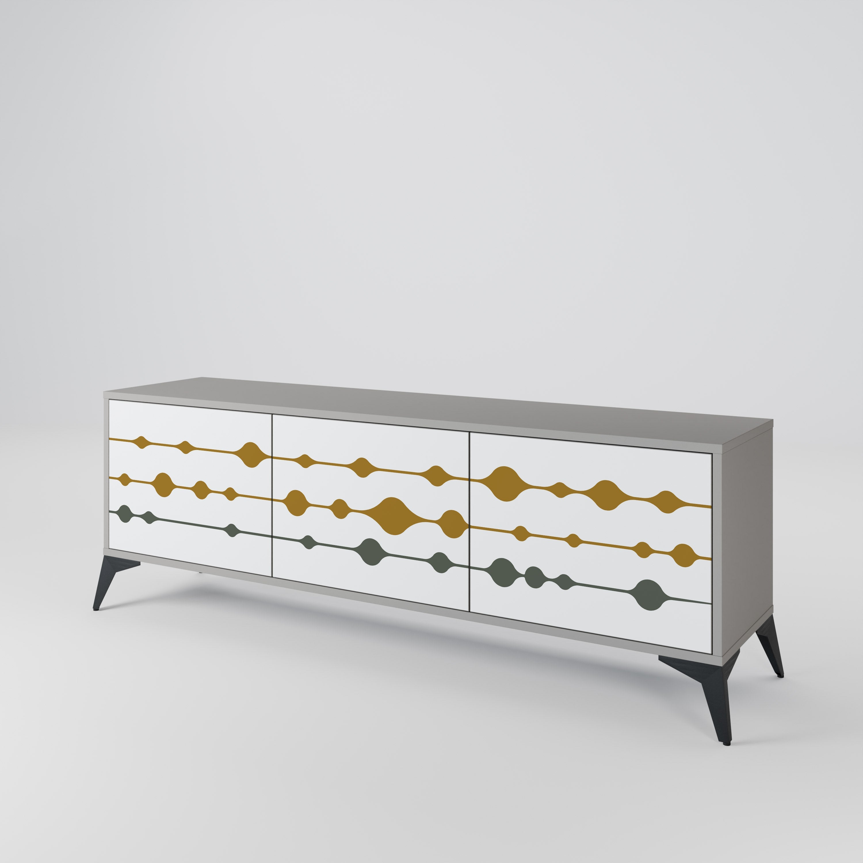 VIVID TONE Móvel de TV com 3 Portas em Acabamento Cinzento