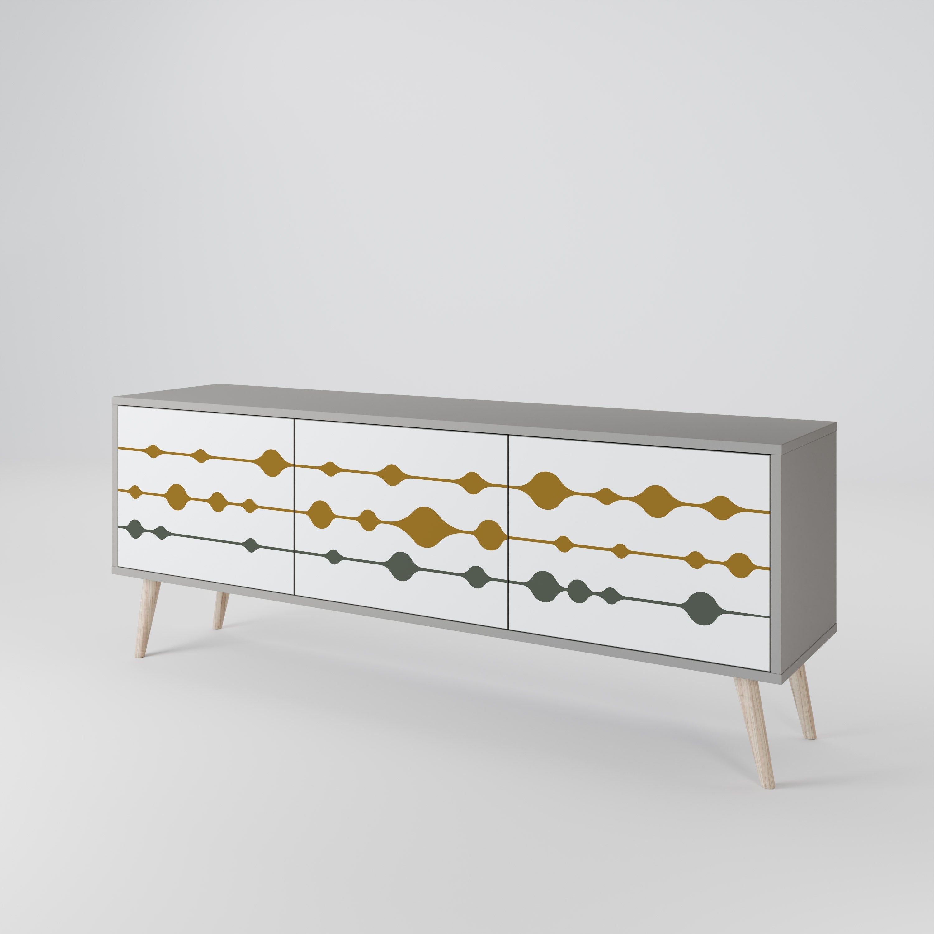 VIVID TONE Móvel de TV com 3 Portas em Acabamento Cinzento