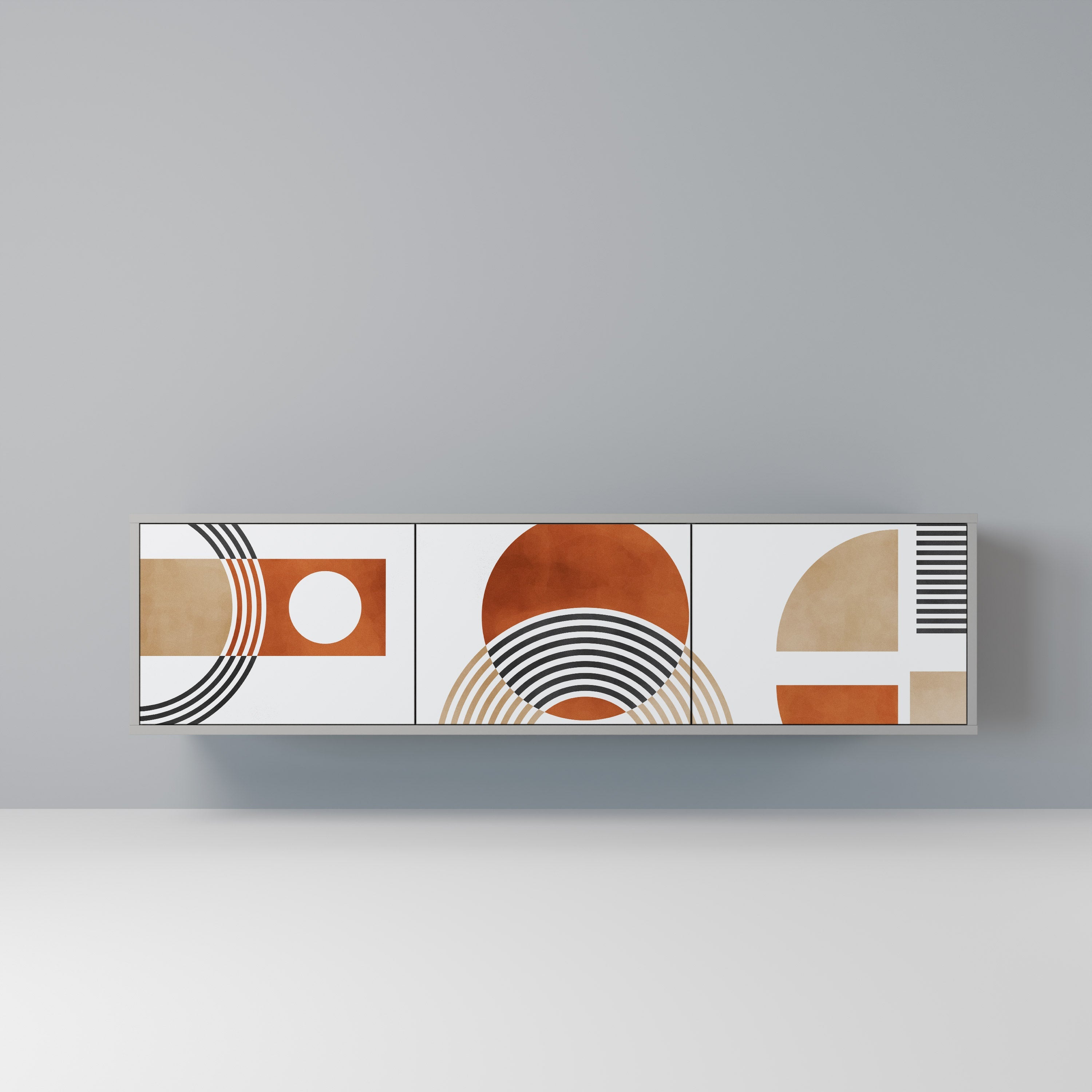 CIRCLE RHYTM Móvel de TV com 3 Portas em Acabamento Cinzento