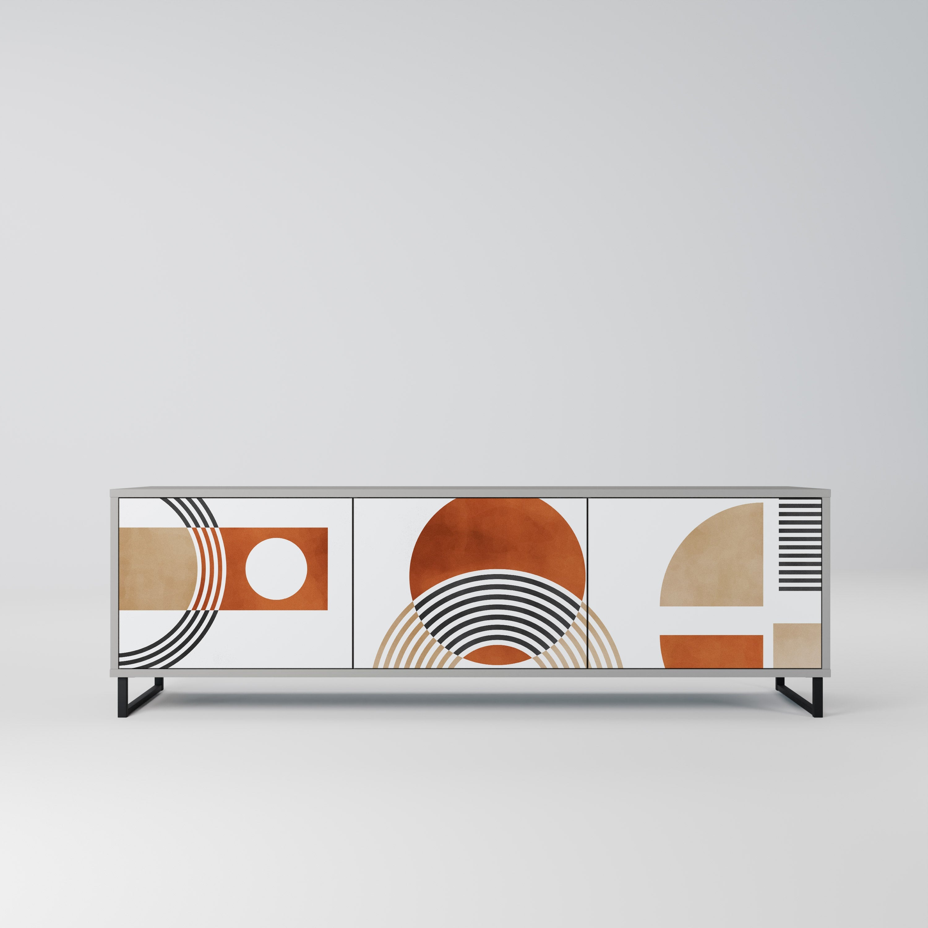 CIRCLE RHYTM Móvel de TV com 3 Portas em Acabamento Cinzento