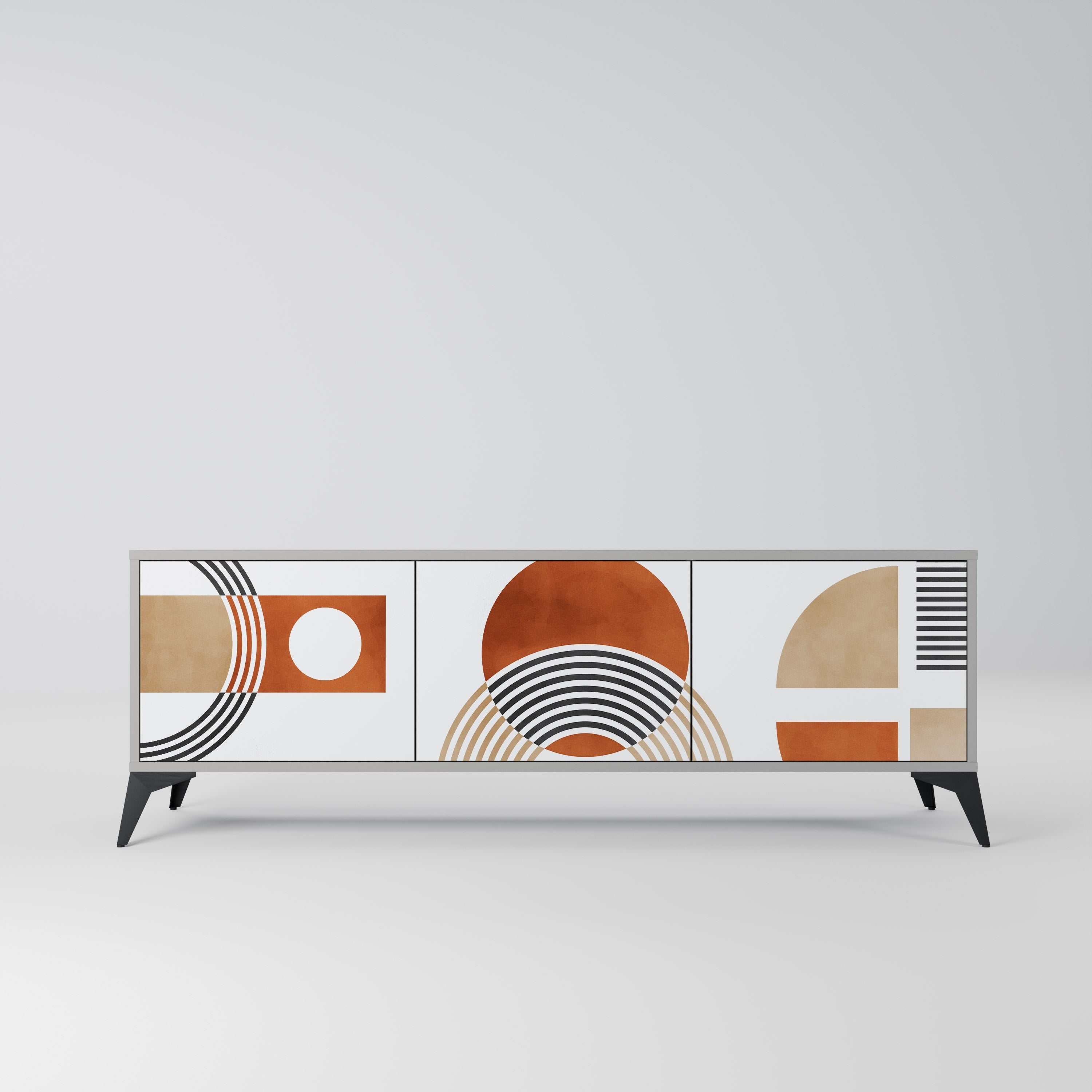 CIRCLE RHYTM Móvel de TV com 3 Portas em Acabamento Cinzento