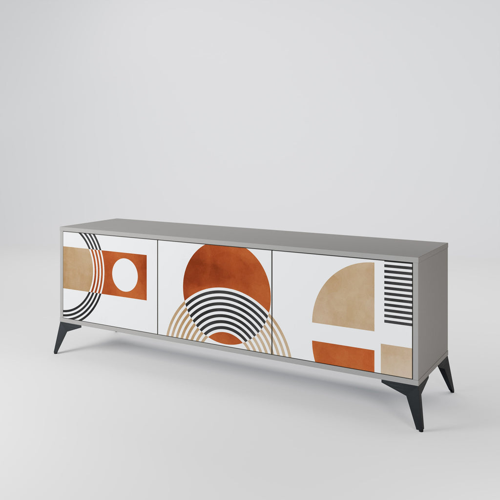 CIRCLE RHYTM Móvel de TV com 3 Portas em Acabamento Cinzento