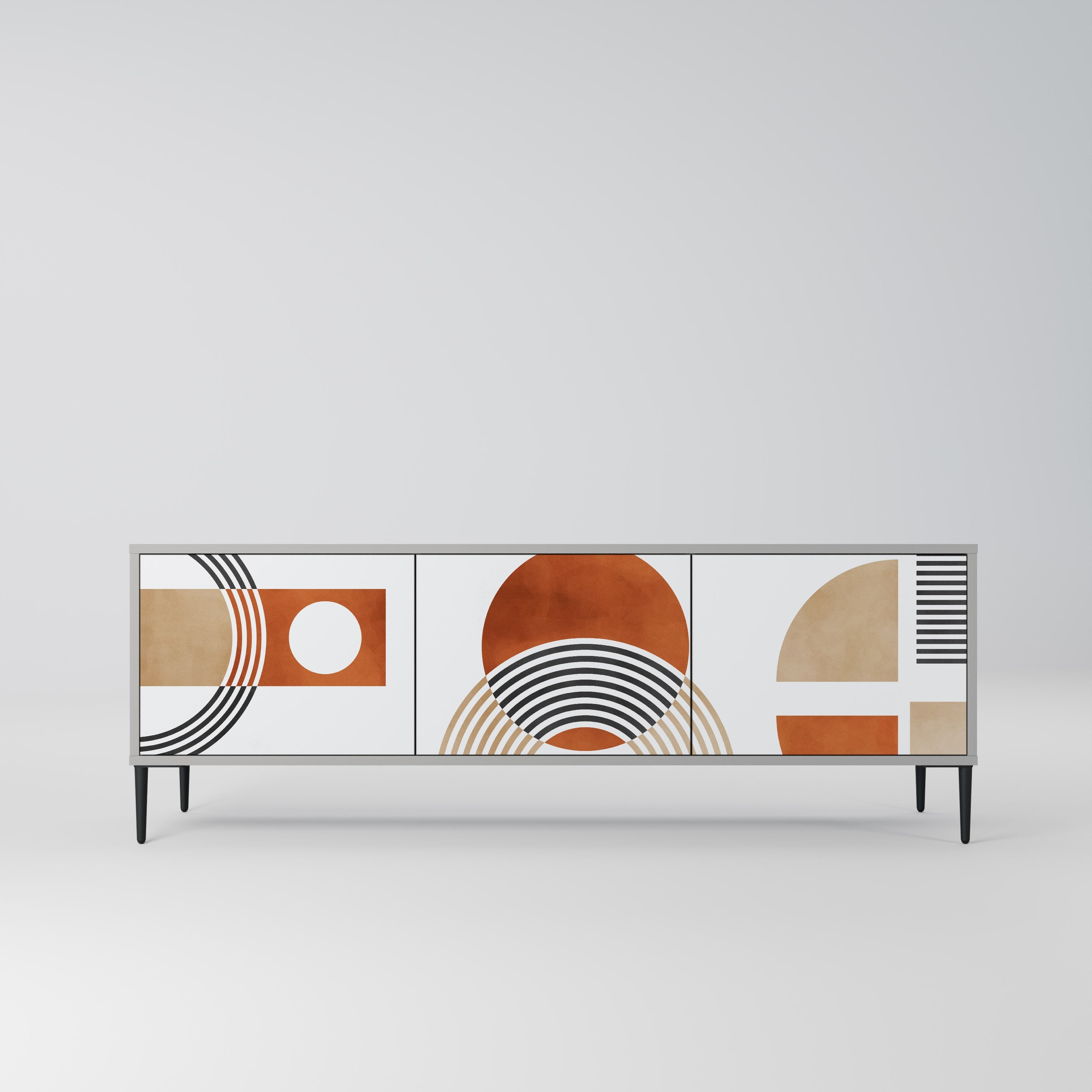 CIRCLE RHYTM Móvel de TV com 3 Portas em Acabamento Cinzento