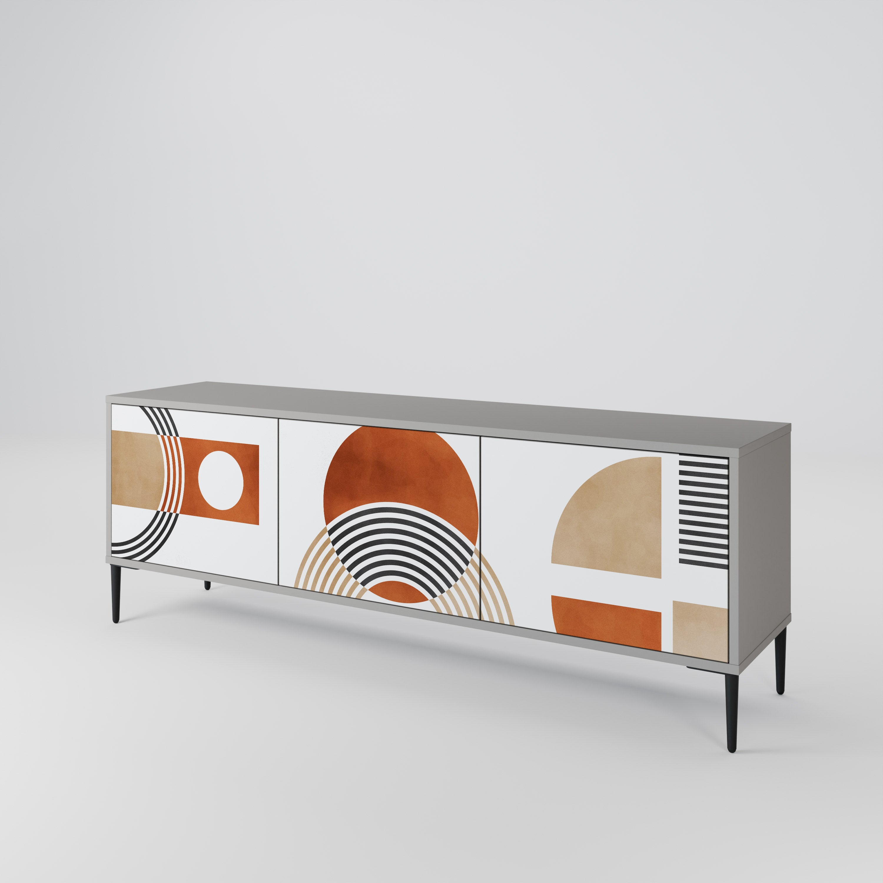 CIRCLE RHYTM Móvel de TV com 3 Portas em Acabamento Cinzento