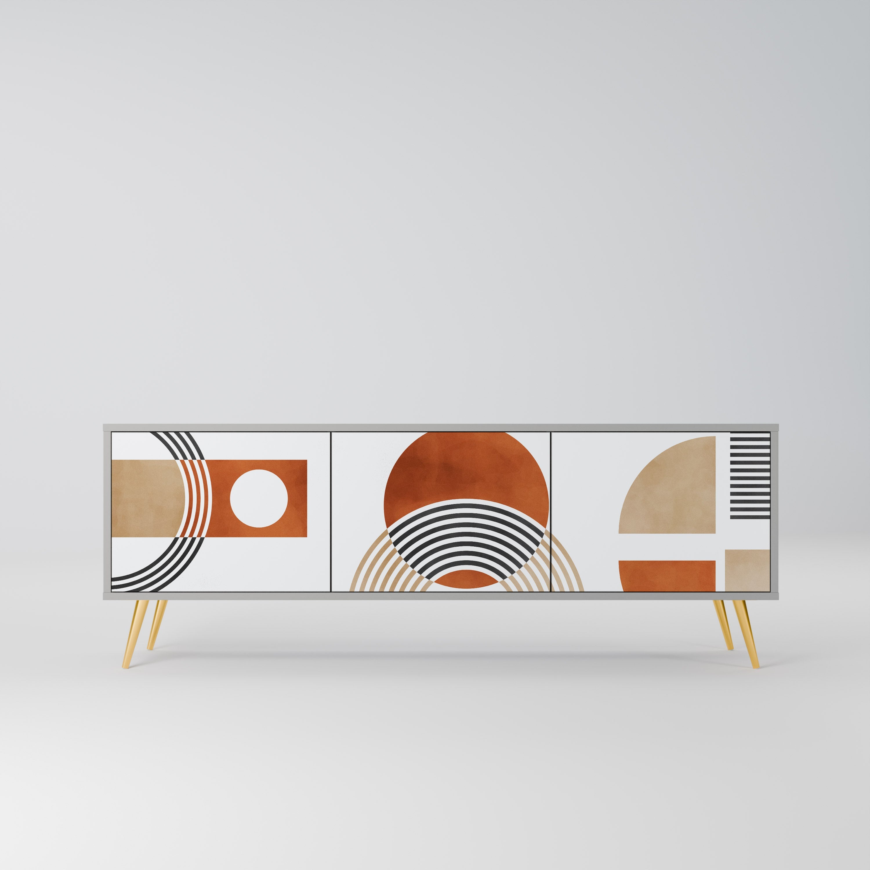 CIRCLE RHYTM Móvel de TV com 3 Portas em Acabamento Cinzento