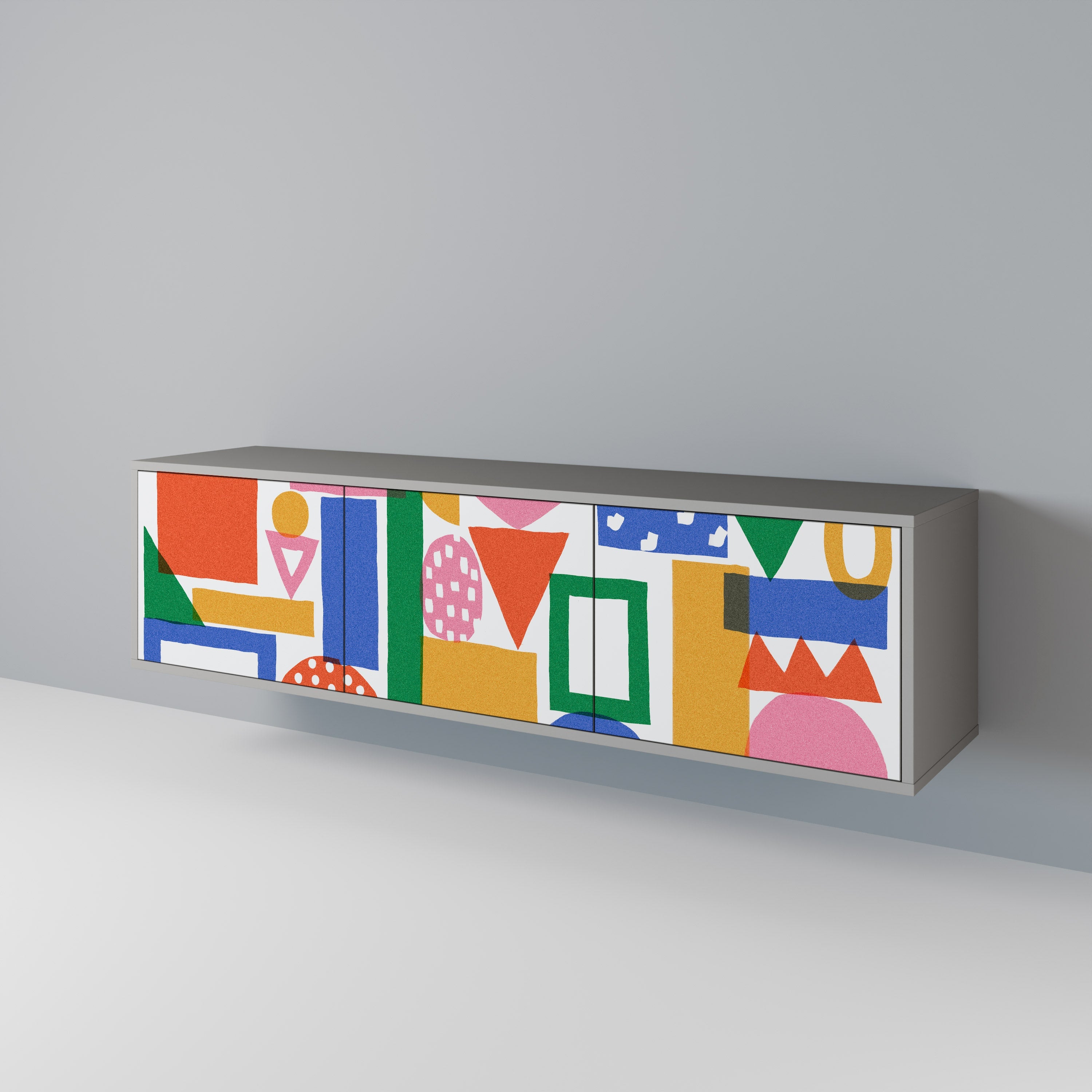 GEOMETRIC GLIMMER Móvel de TV com 3 Portas em Acabamento Cinzento