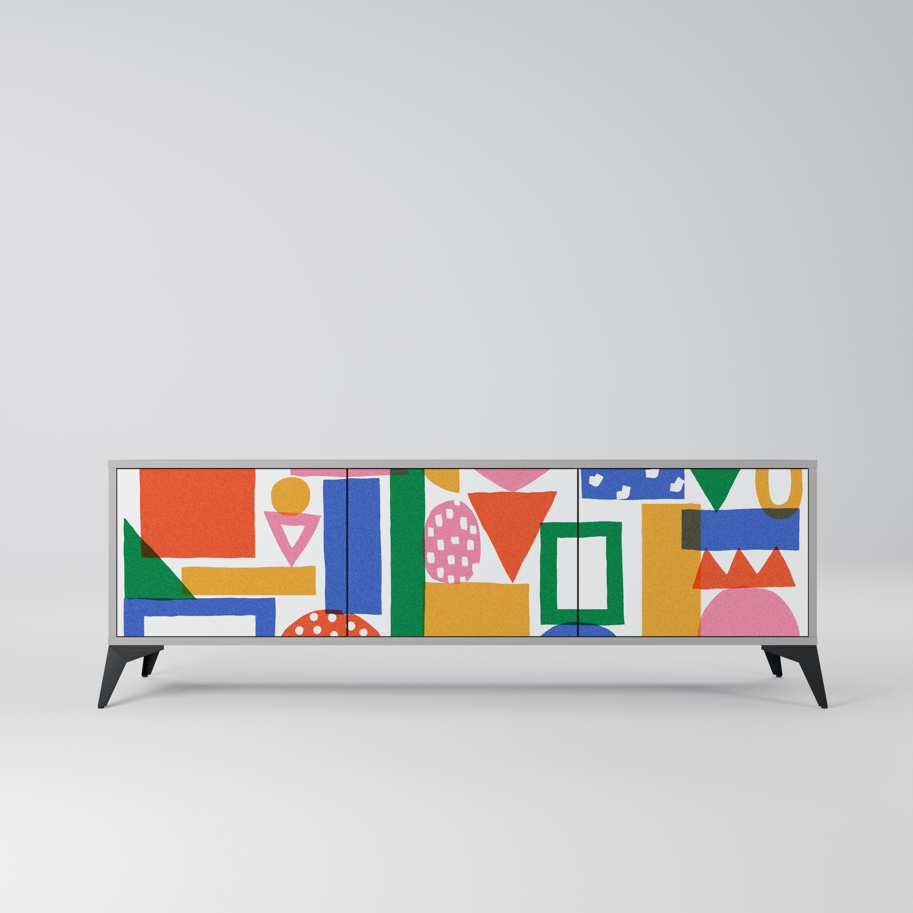 GEOMETRIC GLIMMER Móvel de TV com 3 Portas em Acabamento Cinzento