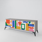 GEOMETRIC GLIMMER Móvel de TV com 3 Portas em Acabamento Cinzento