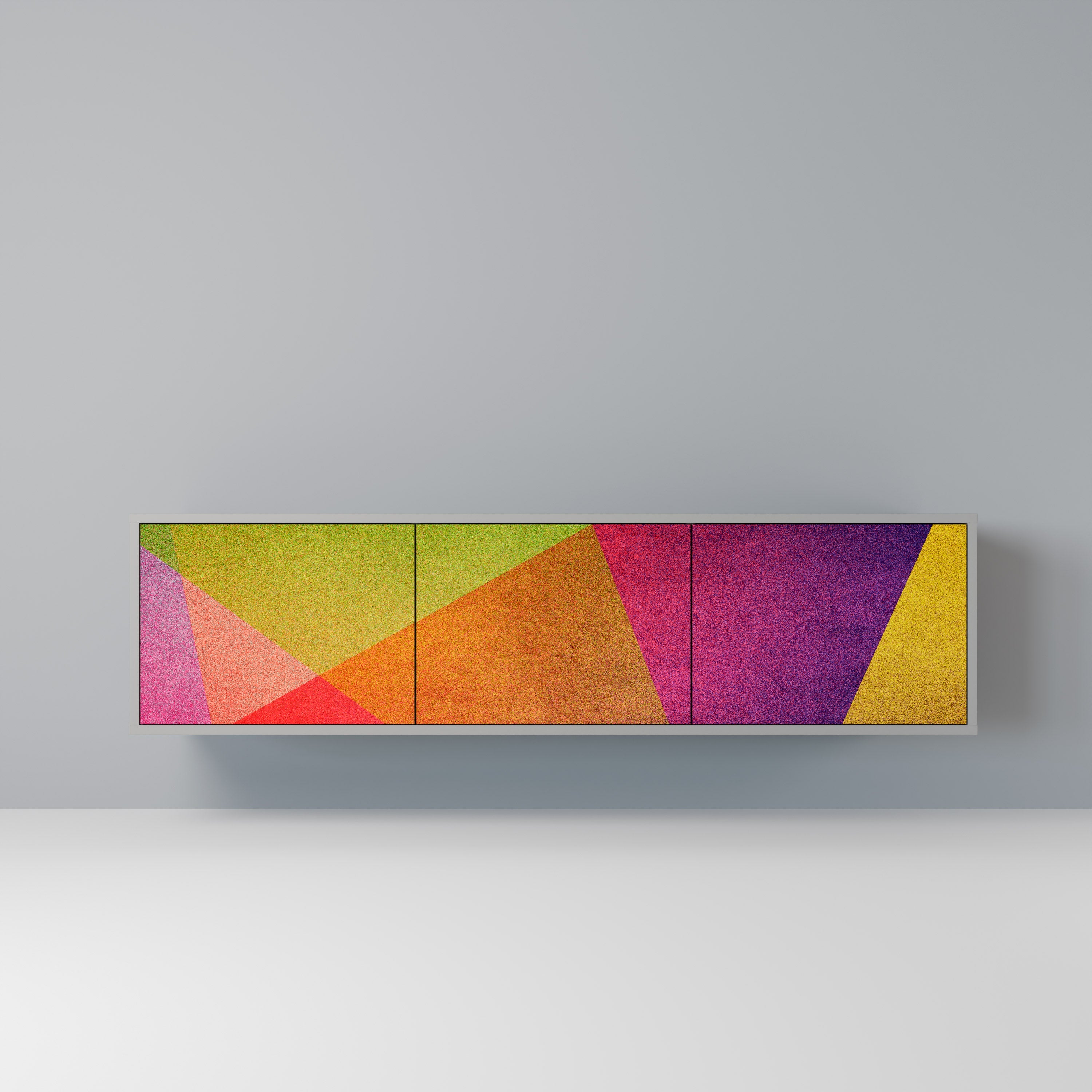 VIVID GEOMETRY Móvel de TV com 3 Portas em Acabamento Cinzento